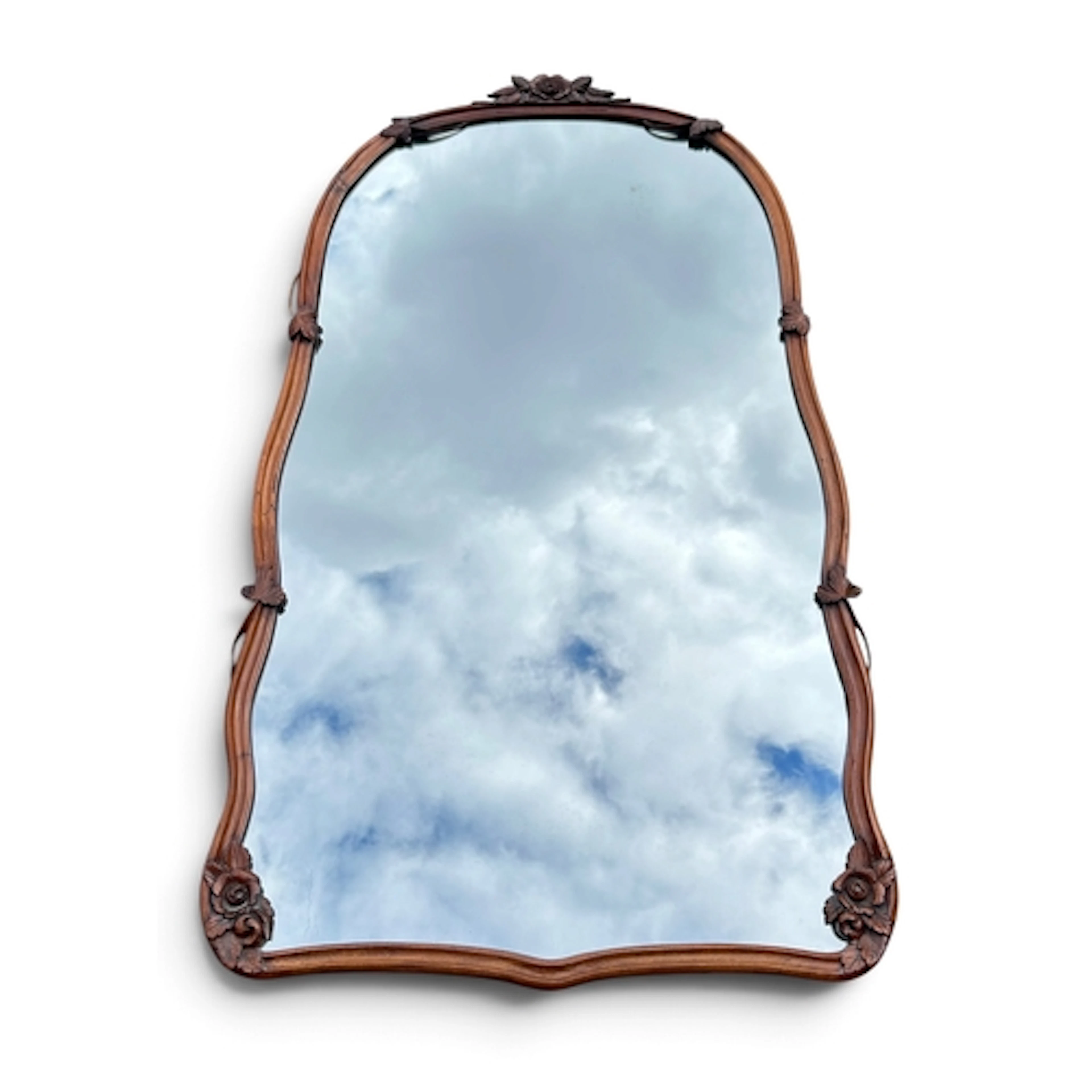 VICTORIAN CARVED WALNUT WALL MIRROR 163 x 92 cm...