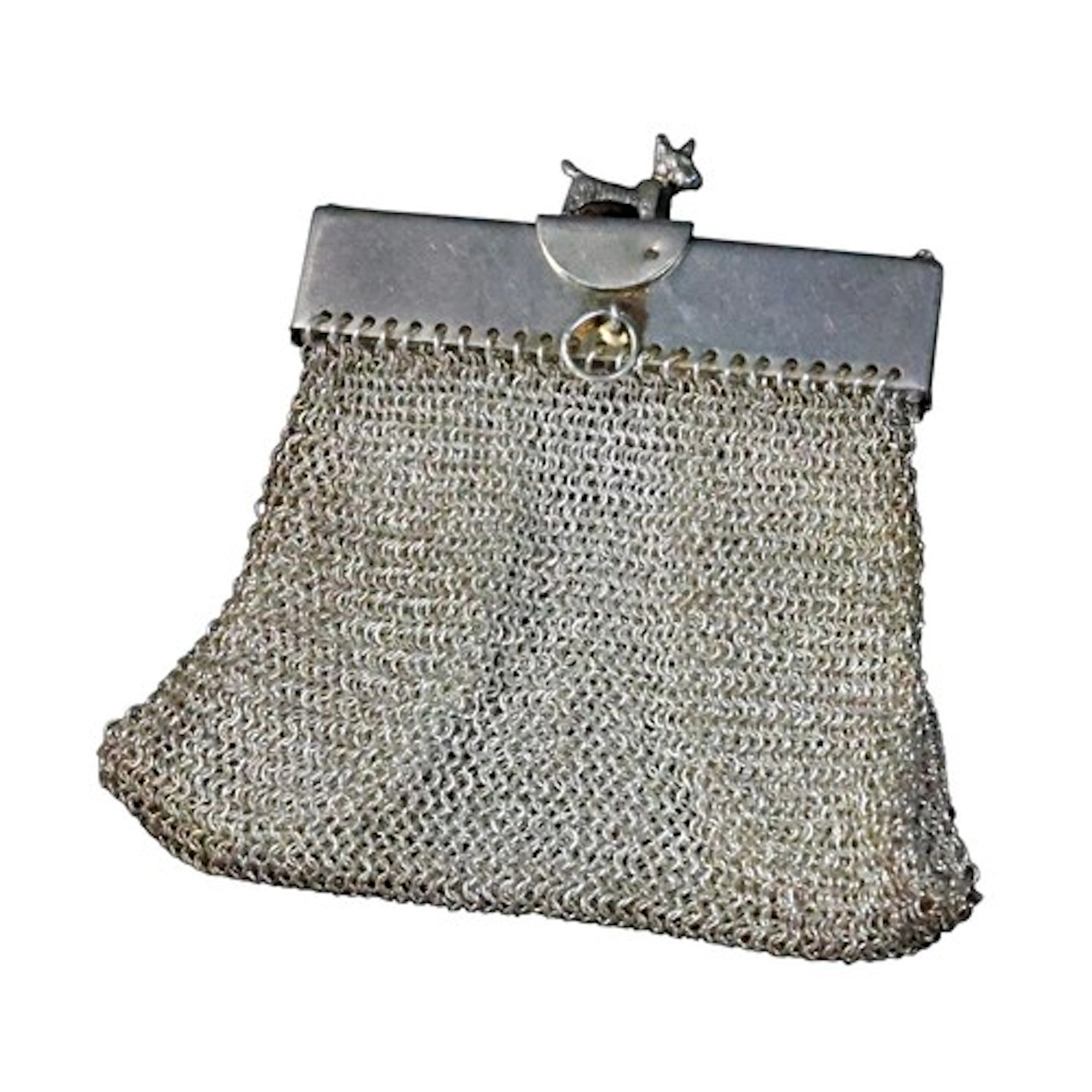 A Continental silver chainmail coin purse, indecipherable ma...