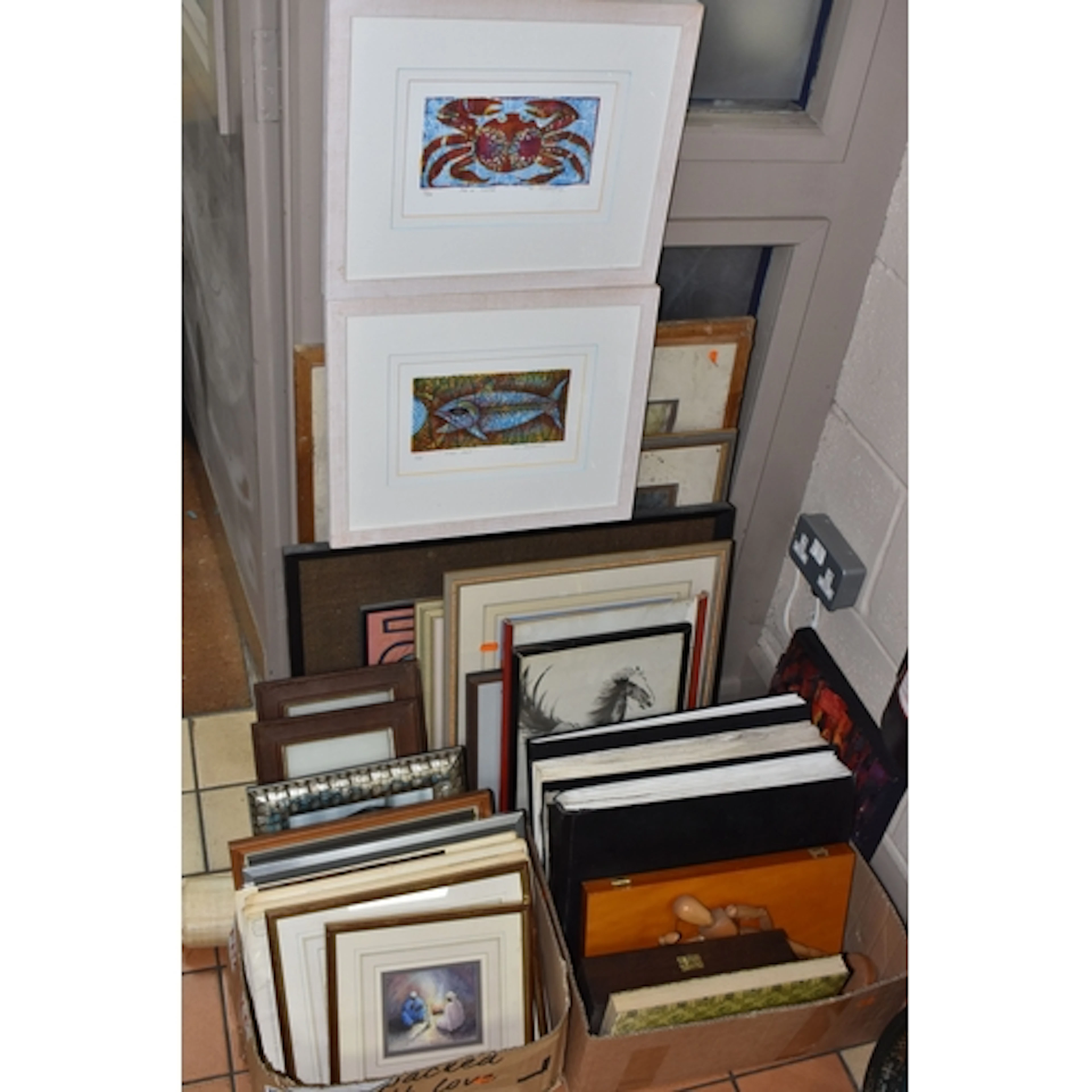 A SMALL QUANTITY OF PICTURES AND PRINTS ETC, to include two ...