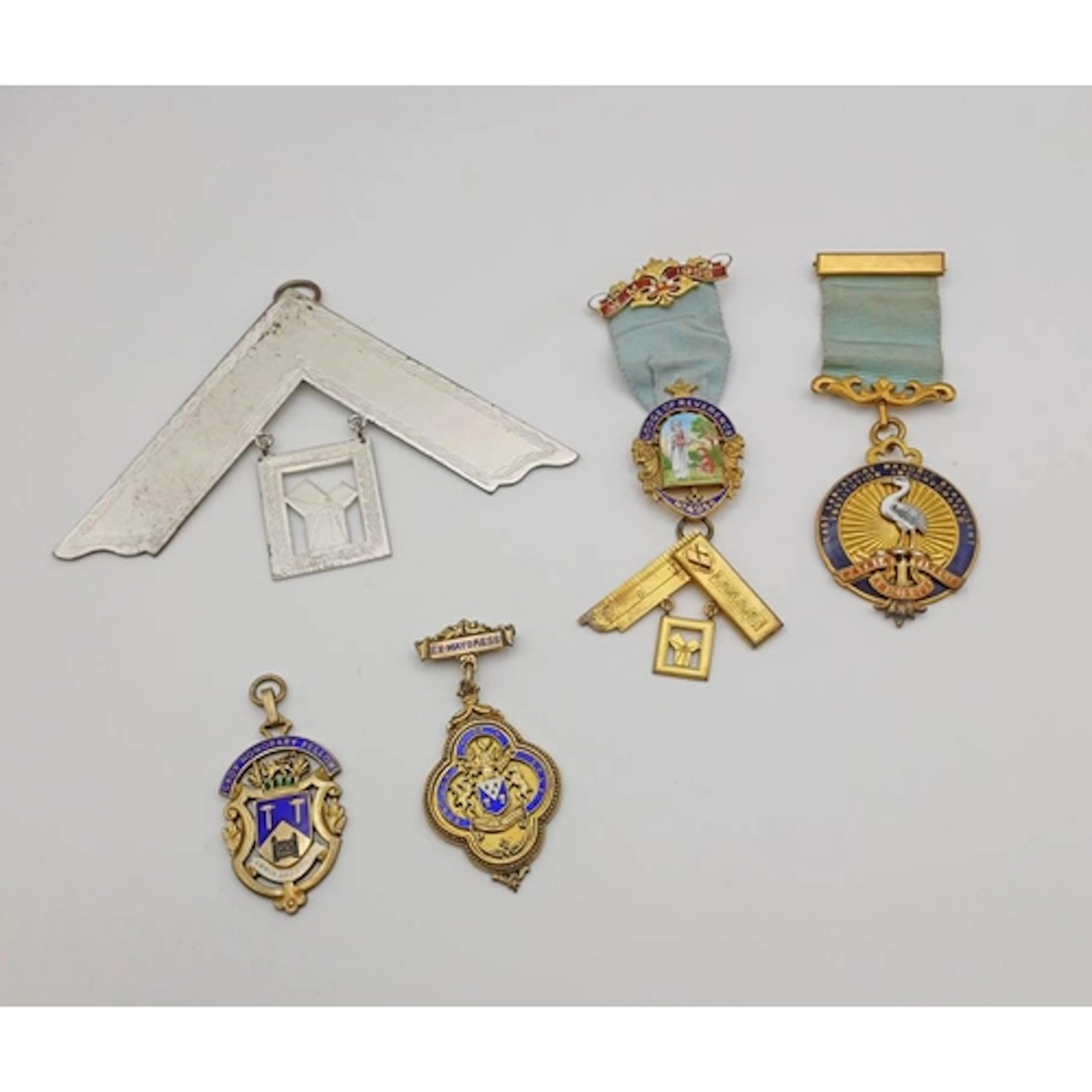 SILVER GILT & ENAMEL MASONIC JEWEL, SILVER GILT & ENAMEL EX-...