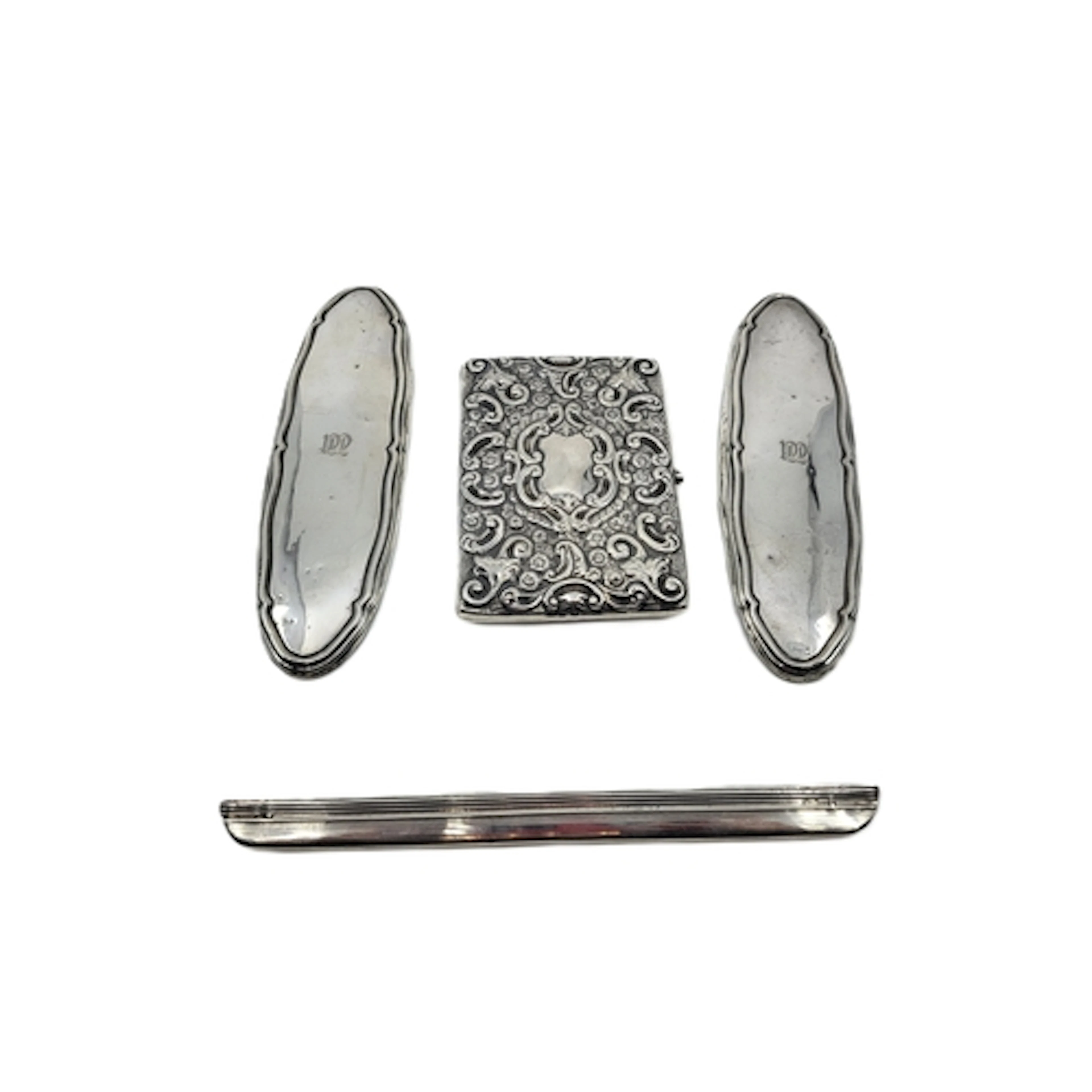 A SILVER CASE, with fitted interior visiting card of Mrs. Ho...