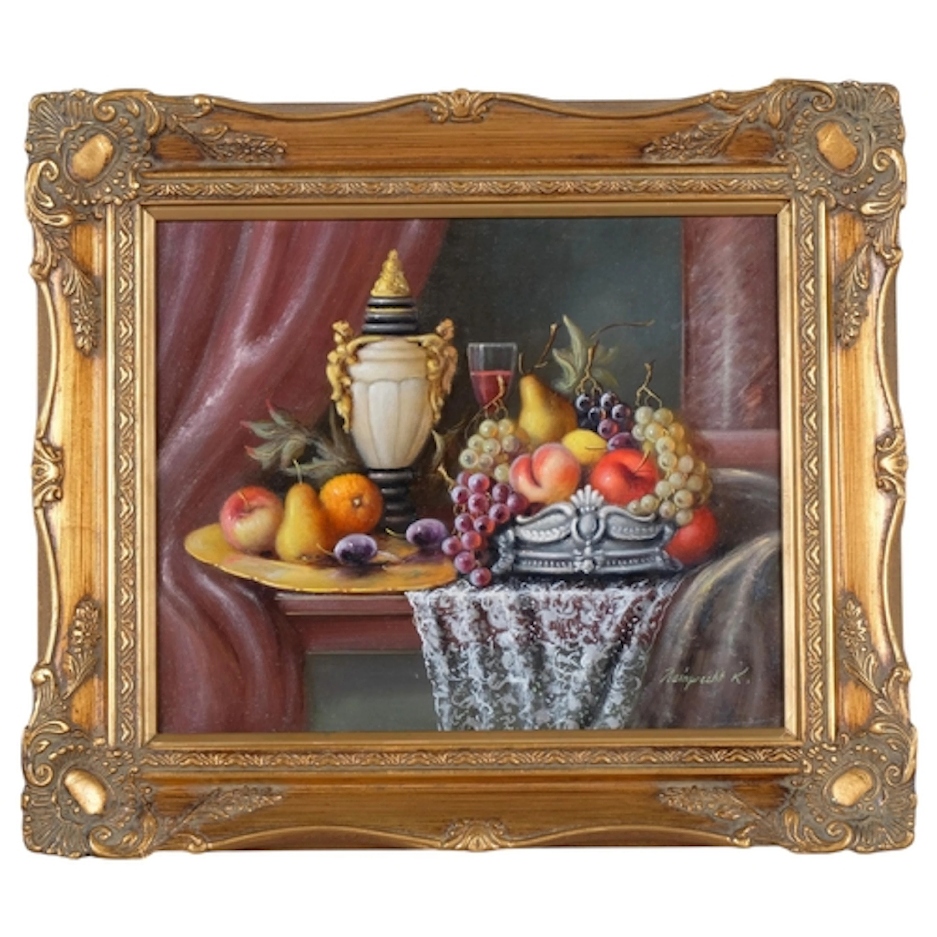 Paldeak K. Reinprecht, Hungary, still life fruit, oil on boa...