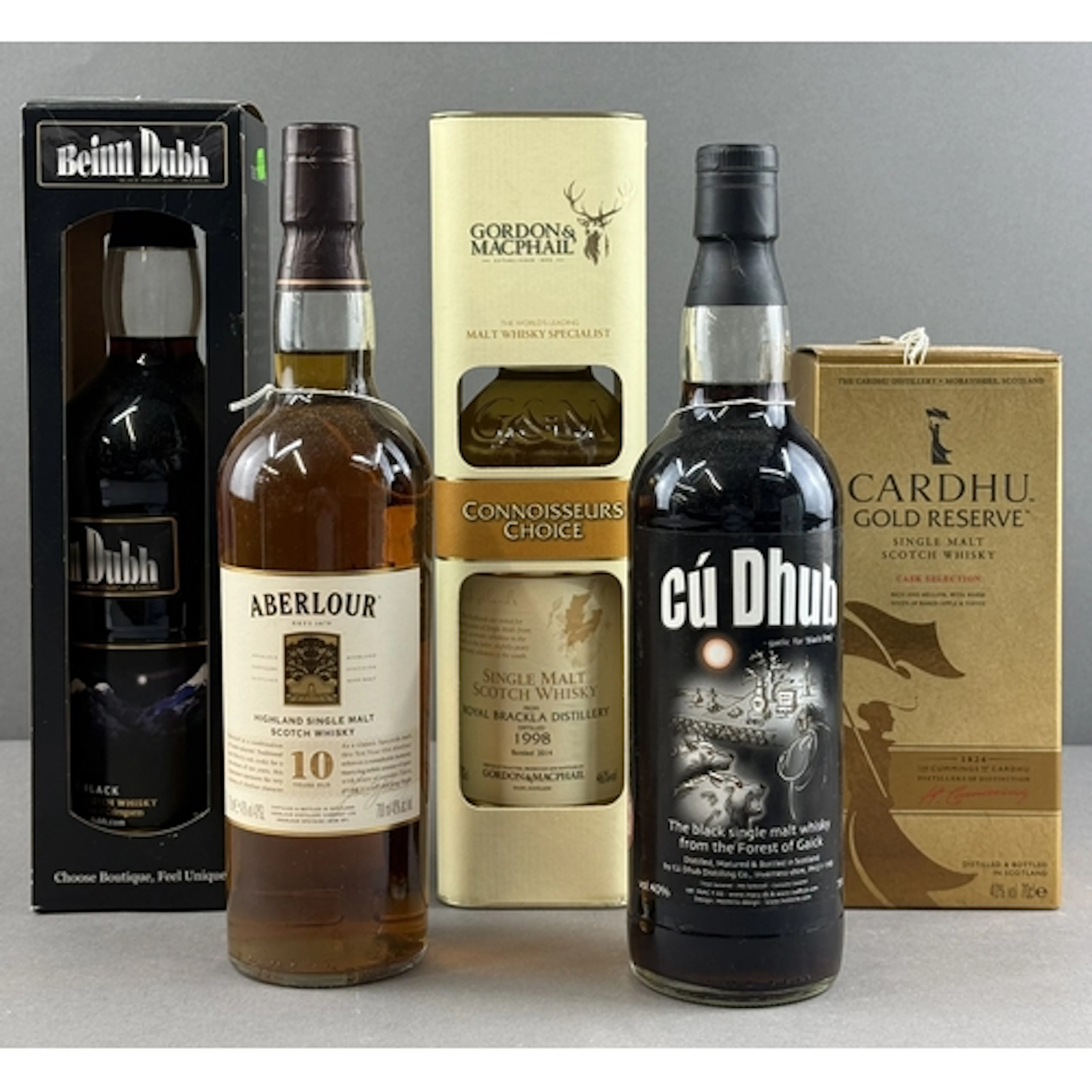 Whisky: Cu'Dhub single malt whisky 70cl, Aberlour single mal...