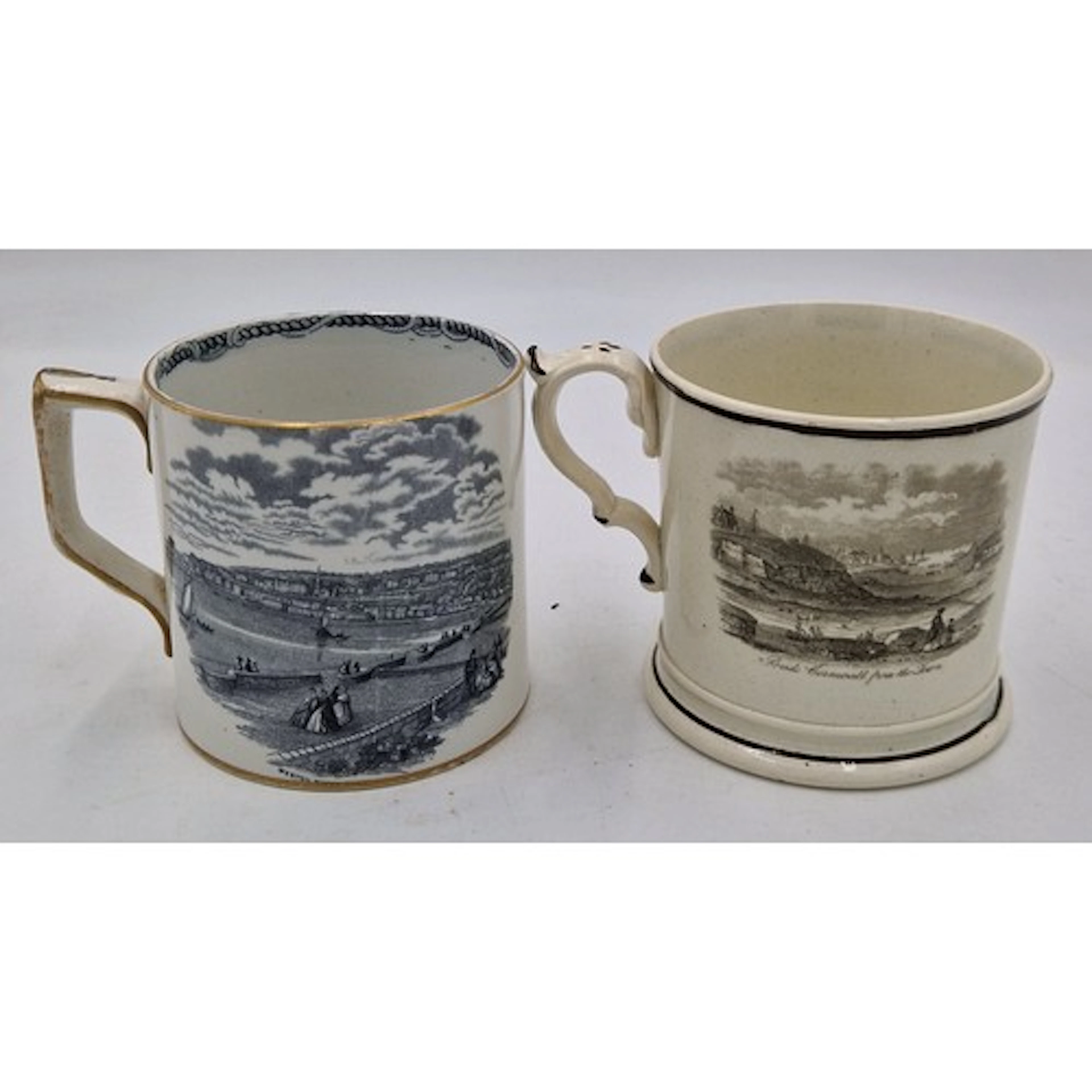 An early 19th century black and white transfer printed Swans...