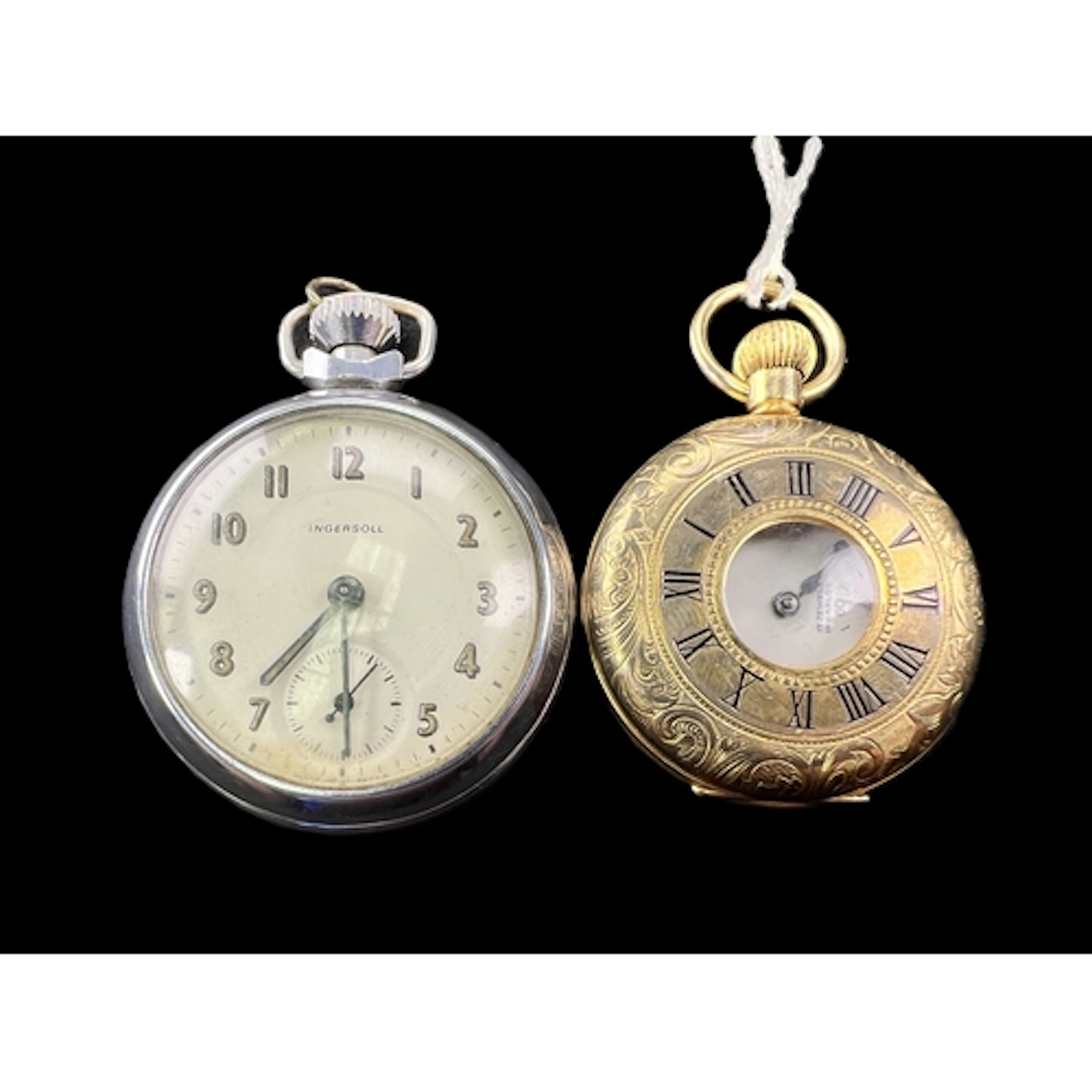 A chased gold plated half Hunterkeyless pocket watch by J W ...