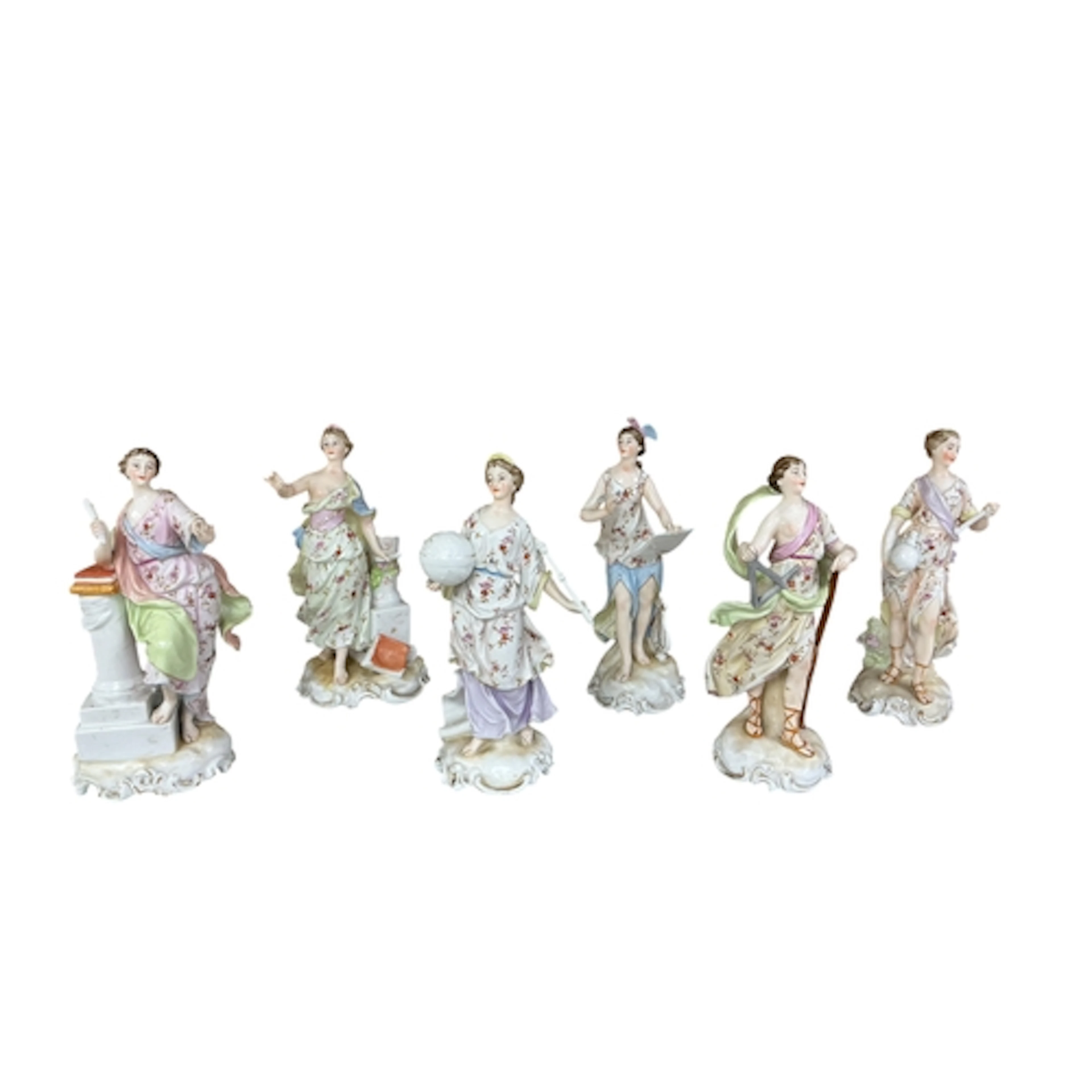 A set of six Volkstedt emblematic porcelain figurines, 21cm ...