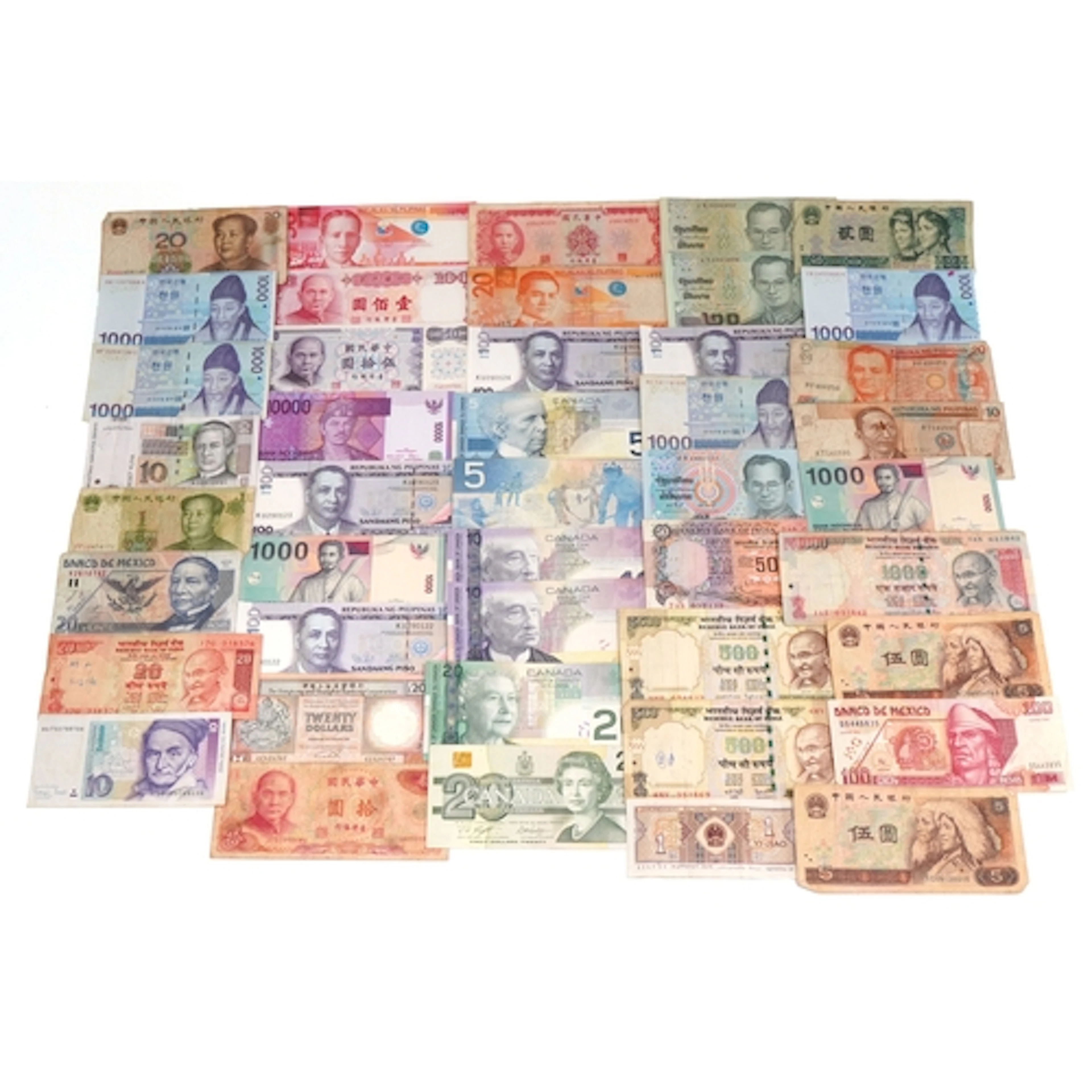 Vintage 20th century world banknotes including Sun Yat-Sen, ...