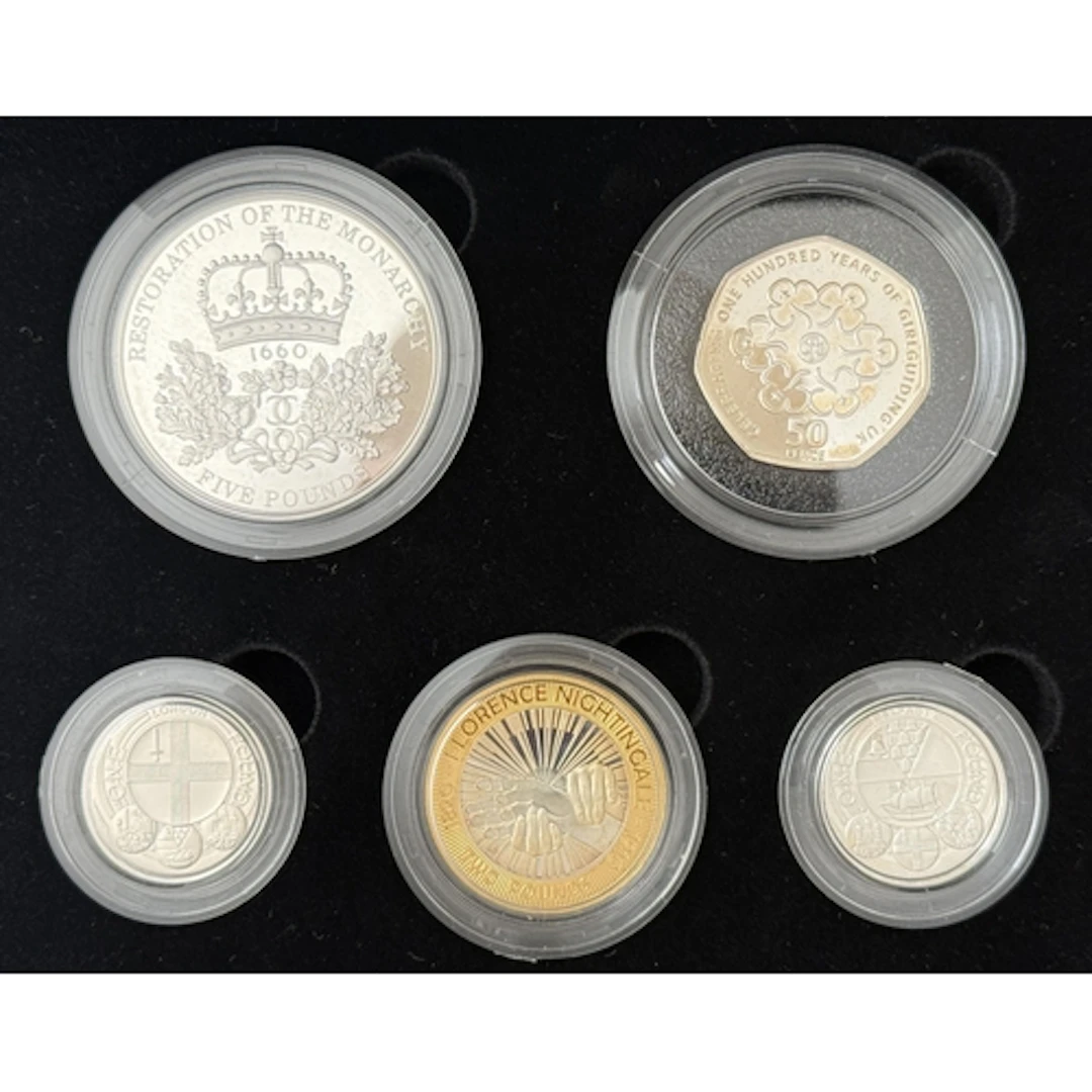 UK 2010 Silver Celebration Five-Coin Set, comprising of £5, ...