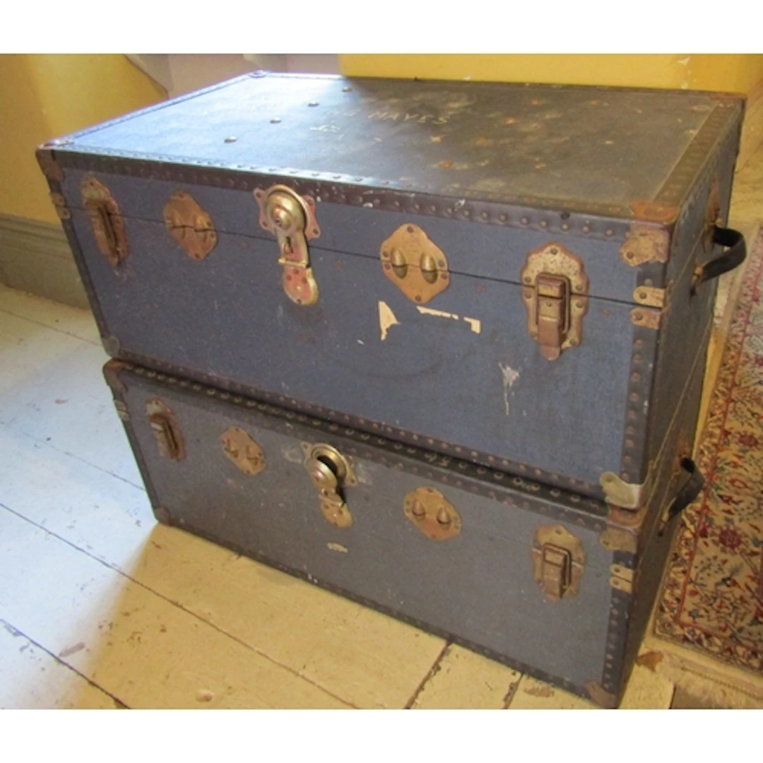 Pair of Old Travel Trunks Each Approximately 36 Inches Wide ...