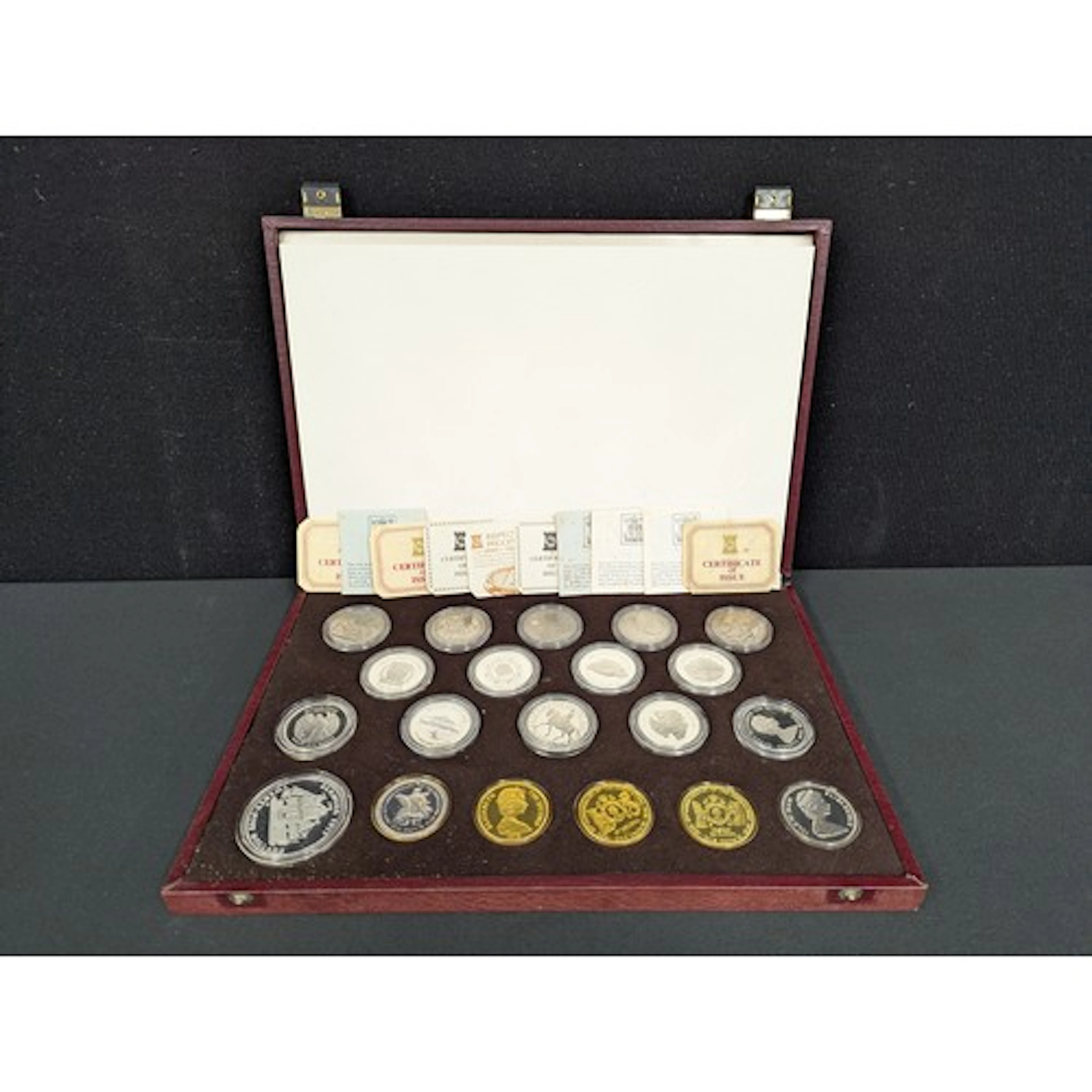 A cased set of twenty silver coins inc Queen Elizabeth II si...