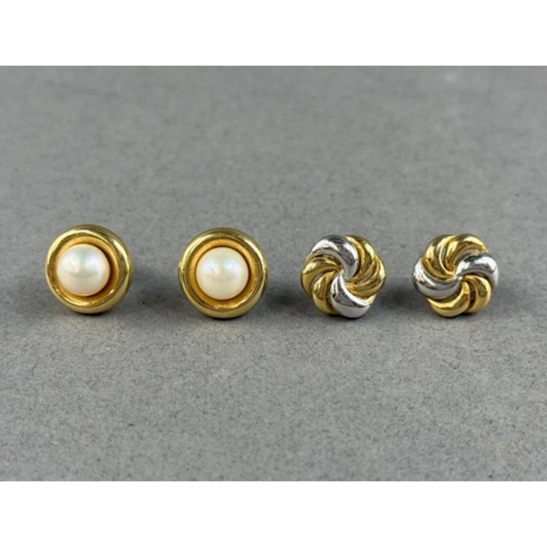 Jewellery- Two pairs of 18ct gold Earrings, one pair set wit...
