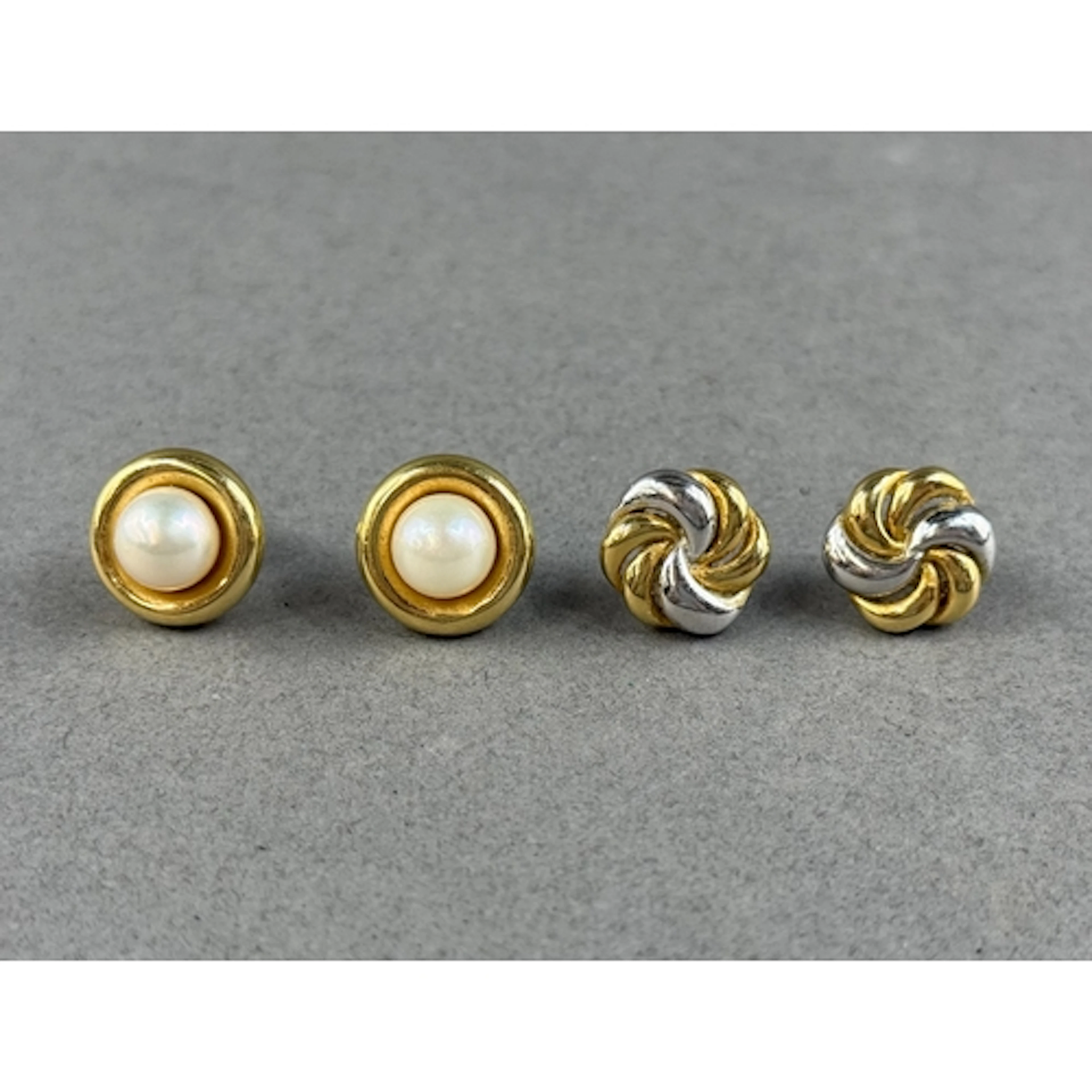Jewellery- Two pairs of 18ct gold Earrings, one pair set wit...
