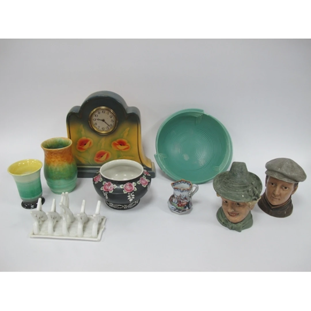 Shelley Vase and Bowl, Winton bowl, tobacco jars, toast rack...