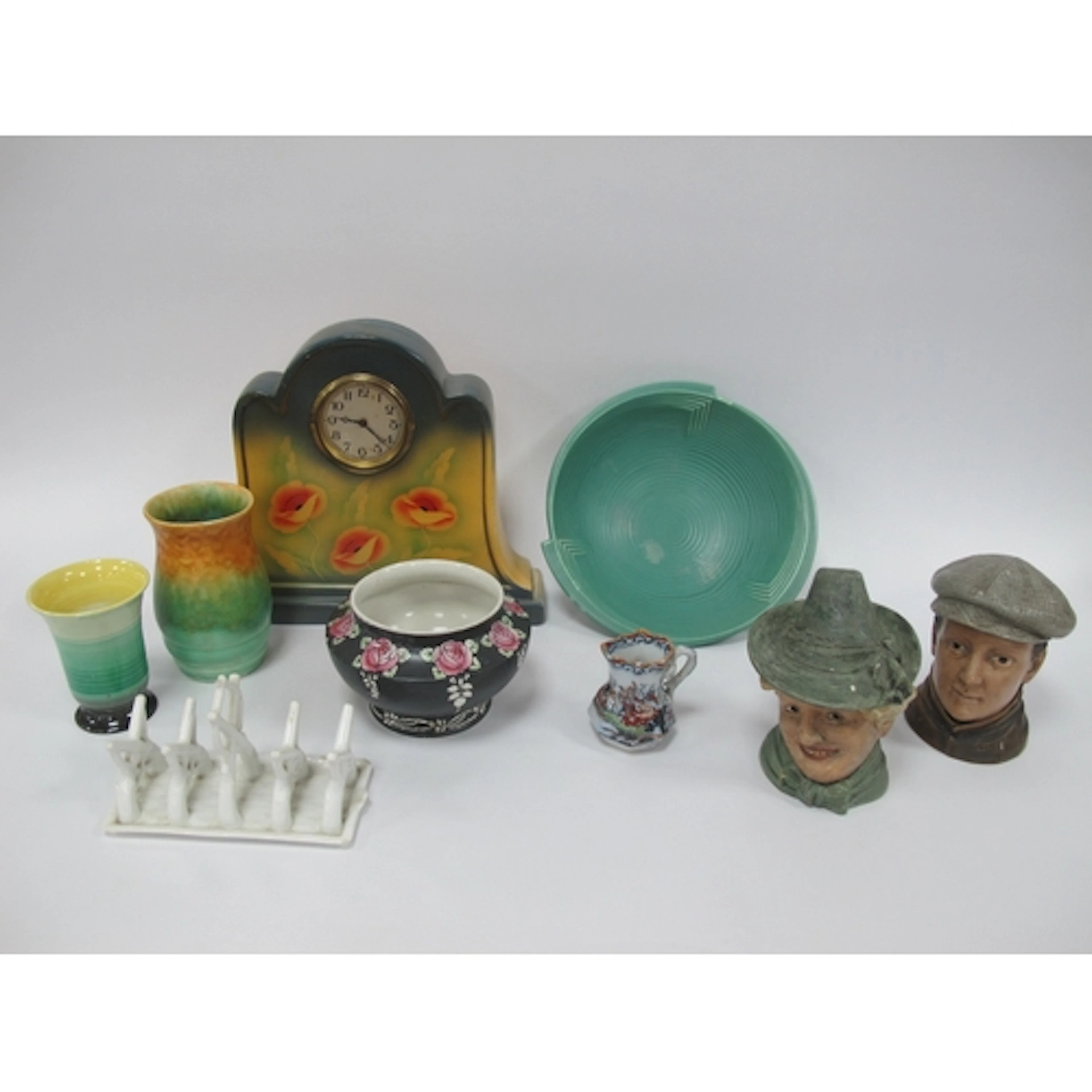 Shelley Vase and Bowl, Winton bowl, tobacco jars, toast rack...