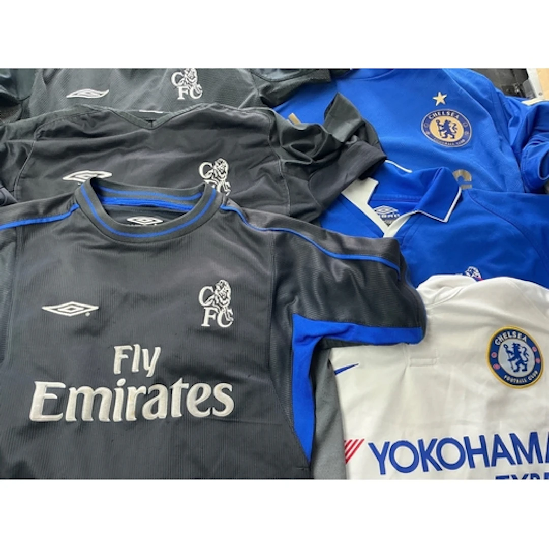 Chelsea Football Shirts: Mixture of adult and kids sizes bot...
