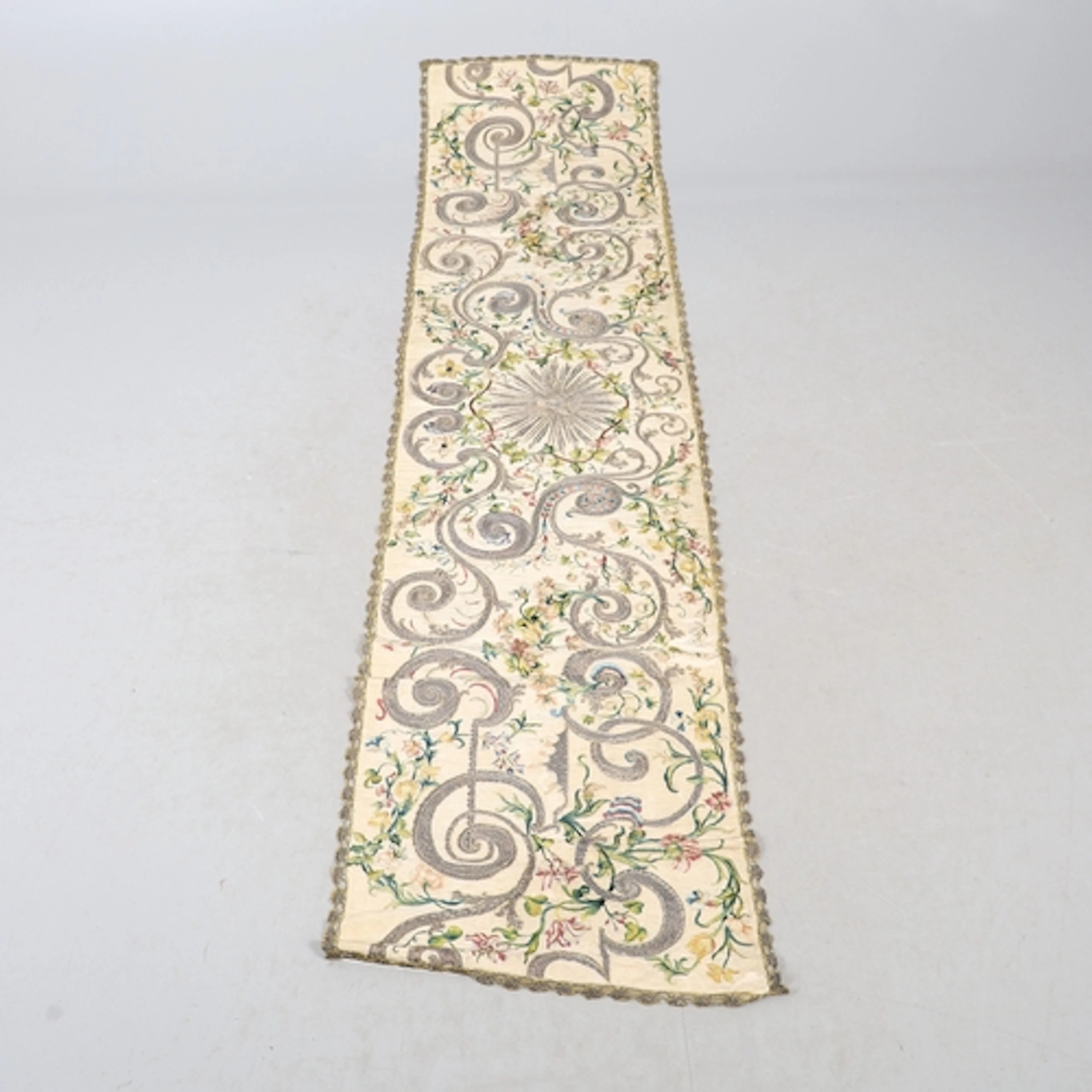 AN 18TH CENTURY SILK EMBROIDERY. possibly ecclesiastical, wo...