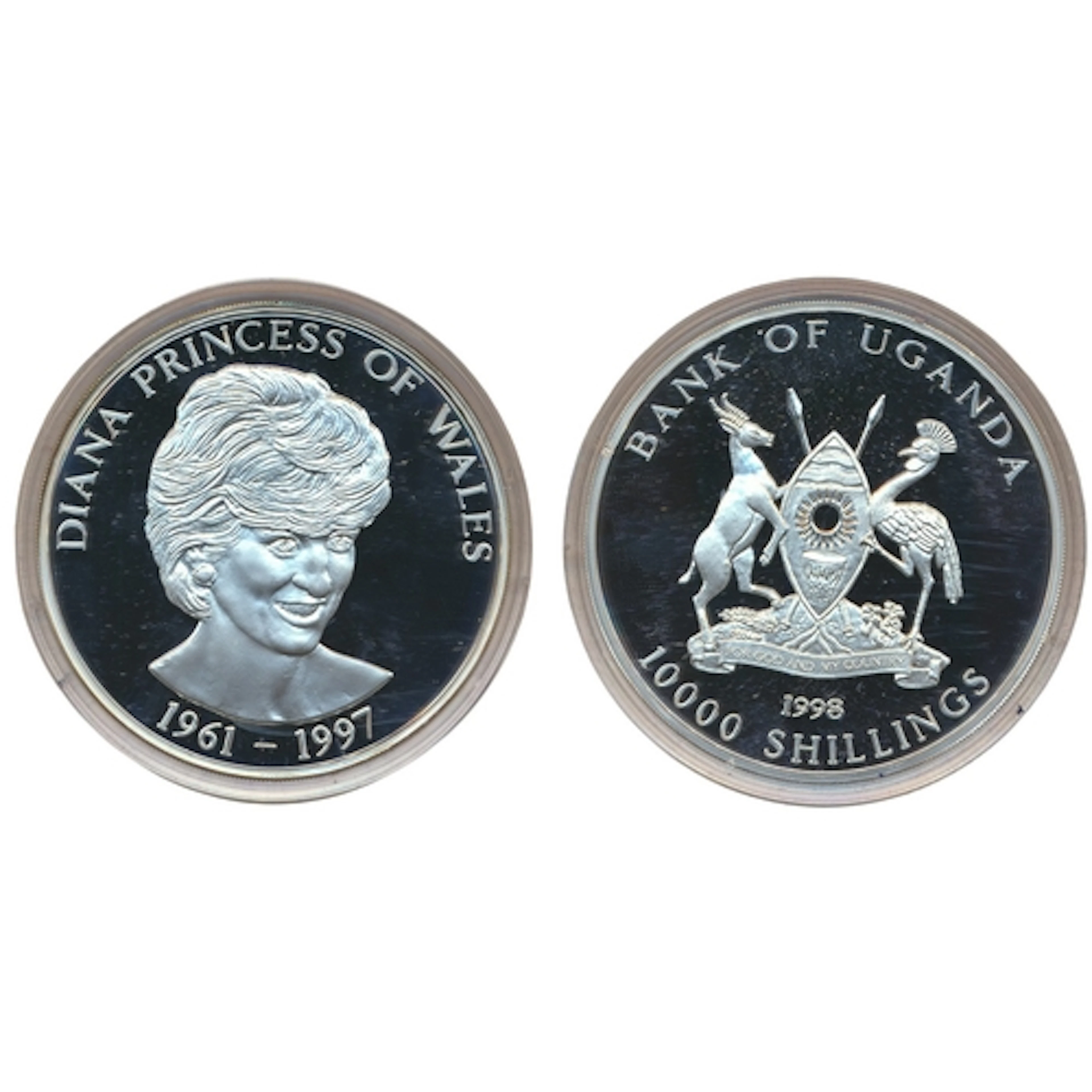 Uganda. 1997 10000 shillings boxed 5oz silver proof FDC. (Y)