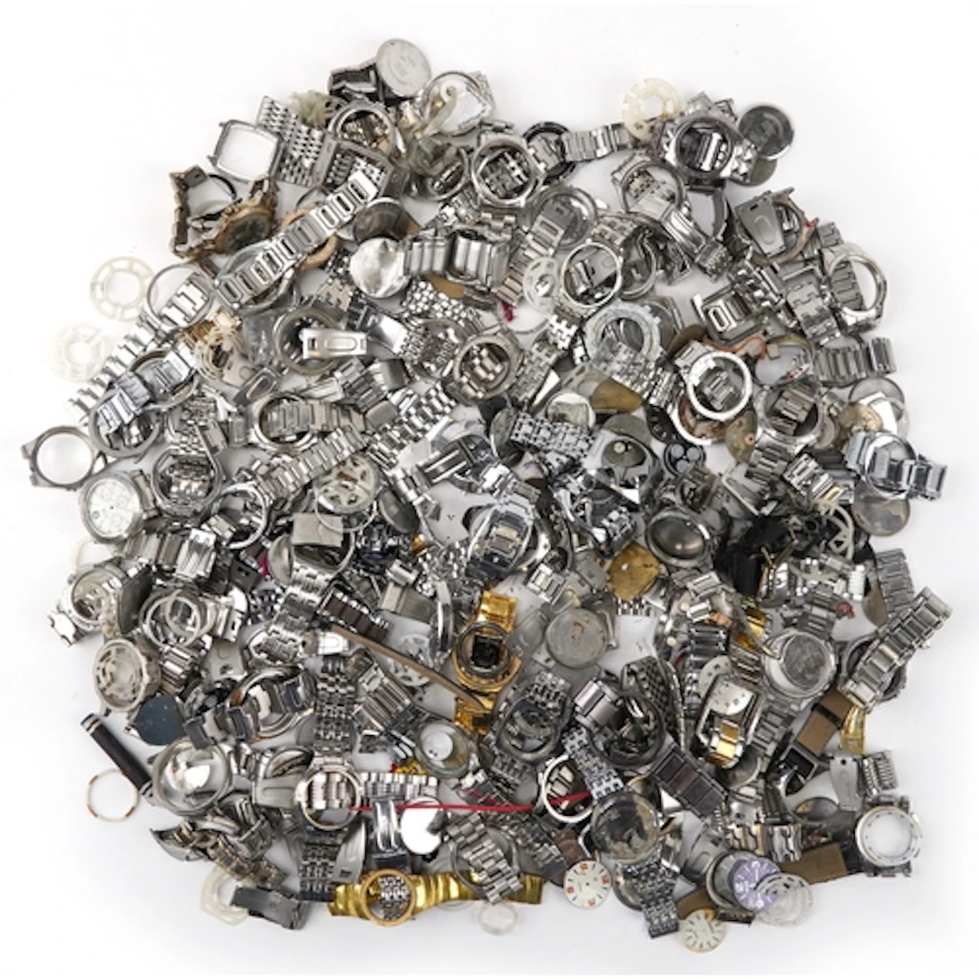 Extensive collection of watch parts.