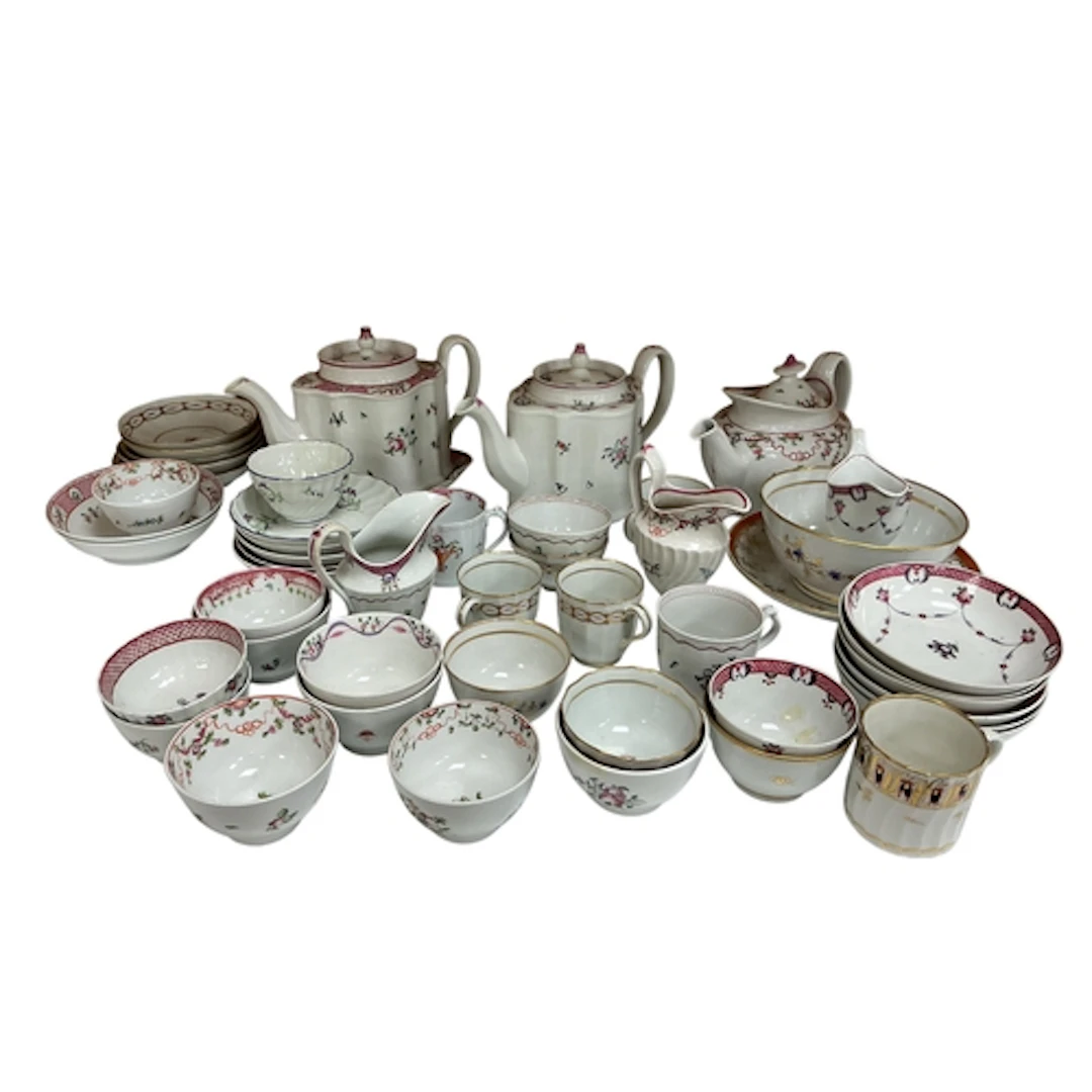 A large collection of 19th century New Hall tea wares to inc...