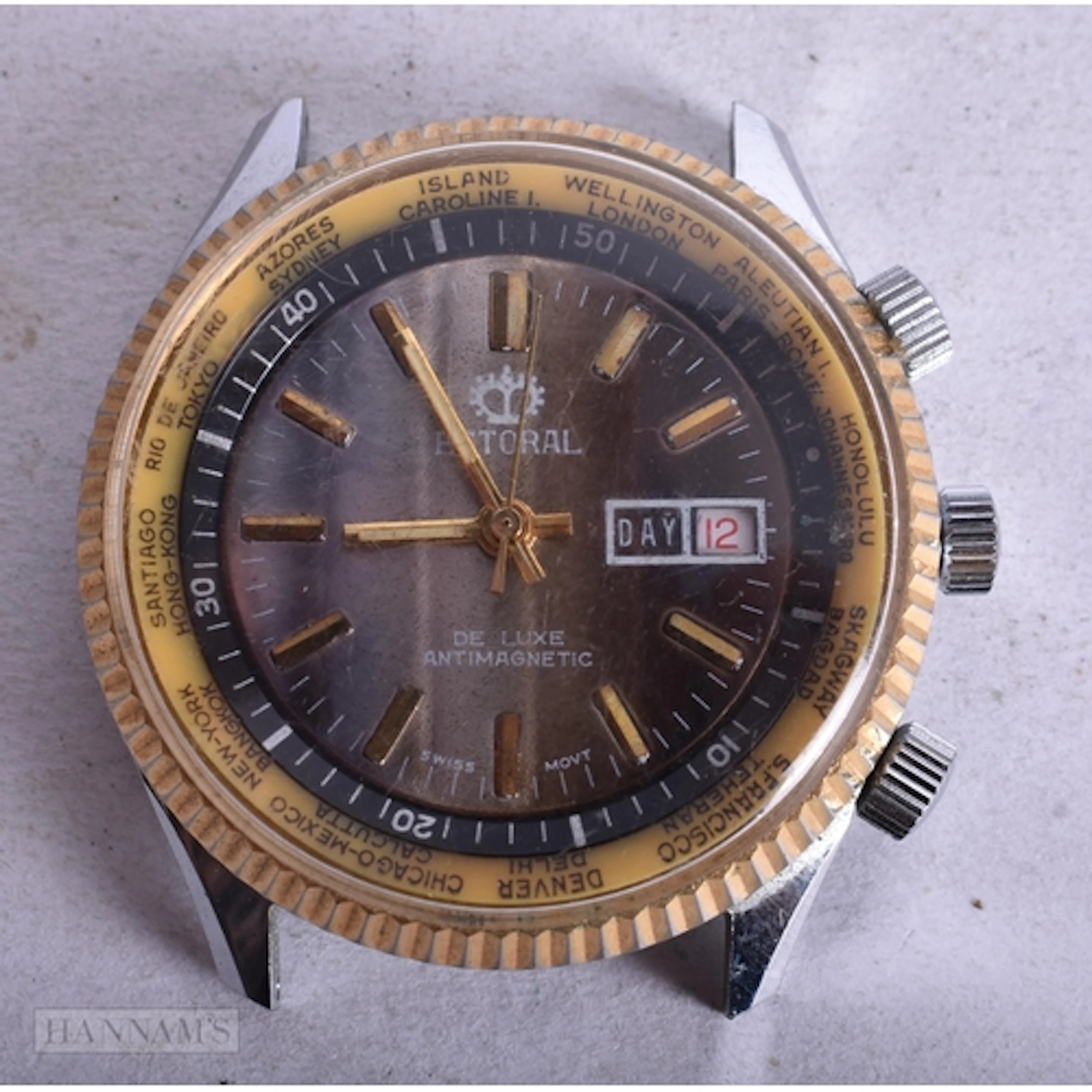 A Vintage Esteral World Time Watch. Dial 4.5cm incl crown. ...