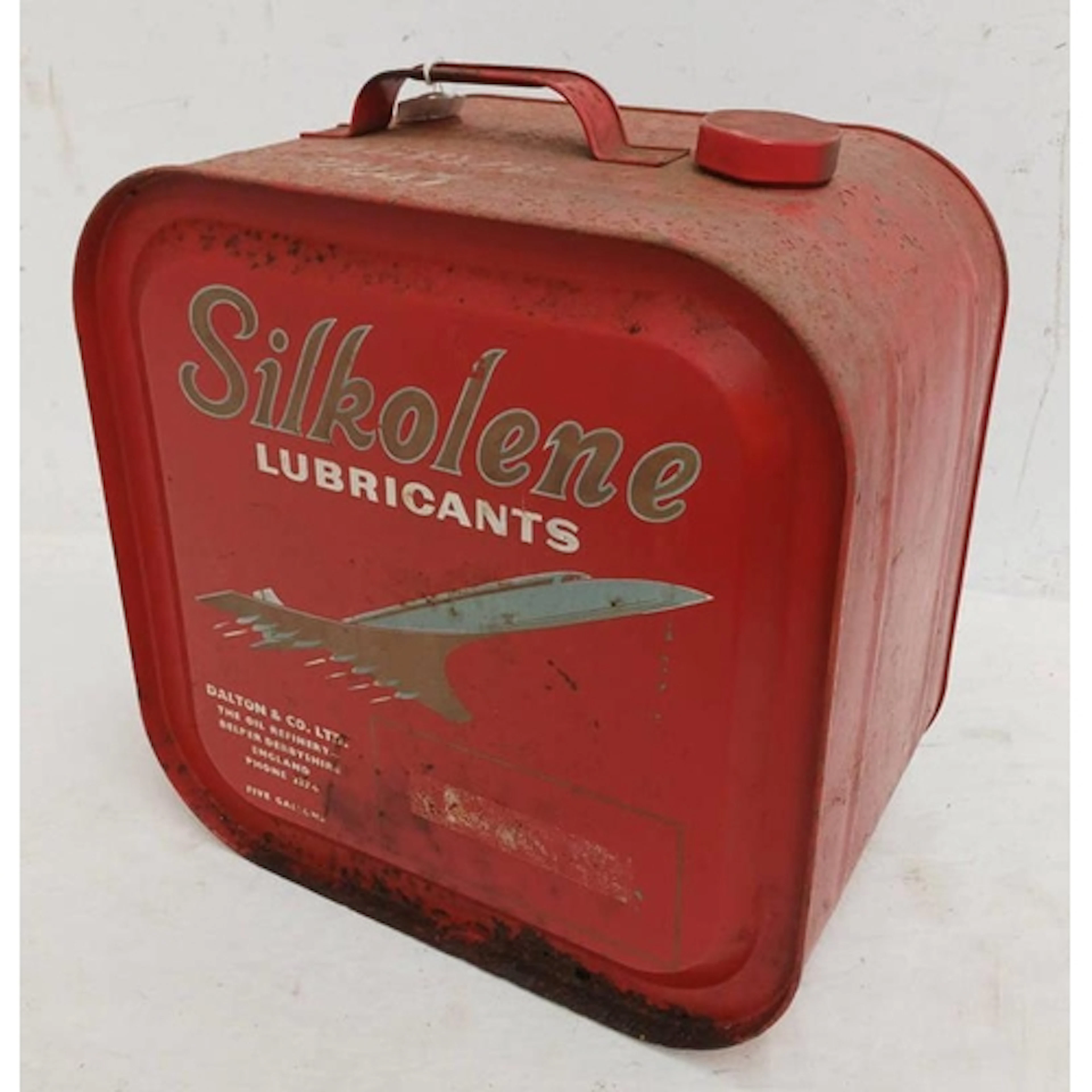 SILKOLENE LUBRICANTS 5 GALLON 'CONCORDE' CAN IN RED WITH CAP...