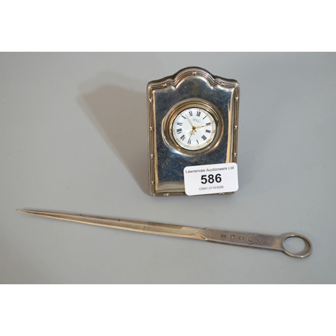 Modern silver letter opener and a silver mounted dressing ta...
