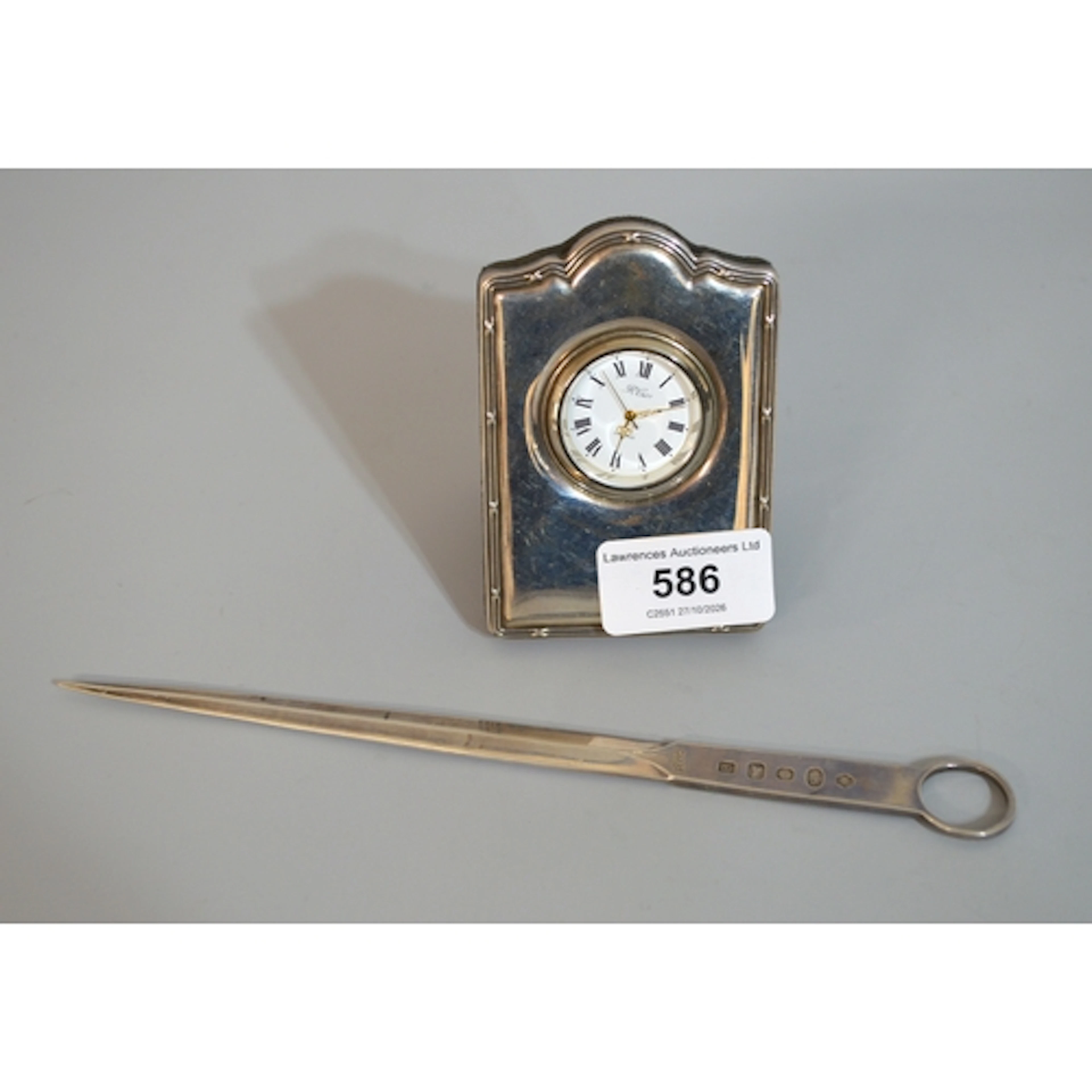 Modern silver letter opener and a silver mounted dressing ta...