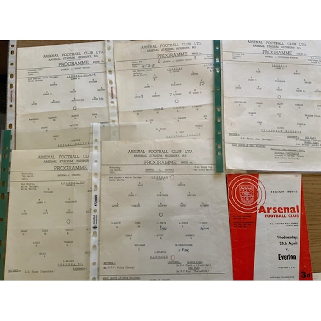 64/65 Arsenal Home Youth Football Programmes: FA Youth Cup s...