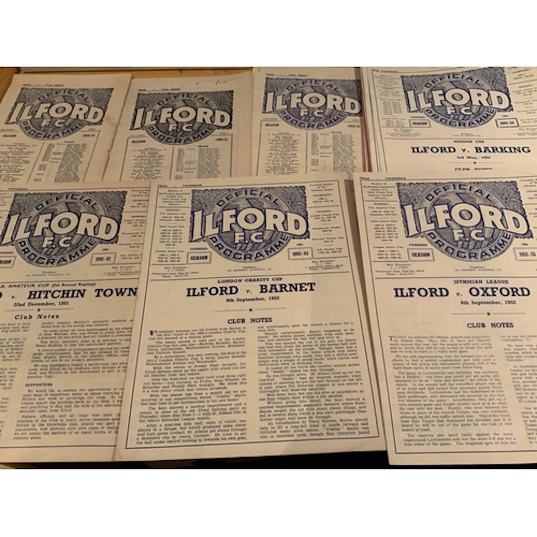 Ilford Home Football Programmes: Leytonstone Essex Thameside...
