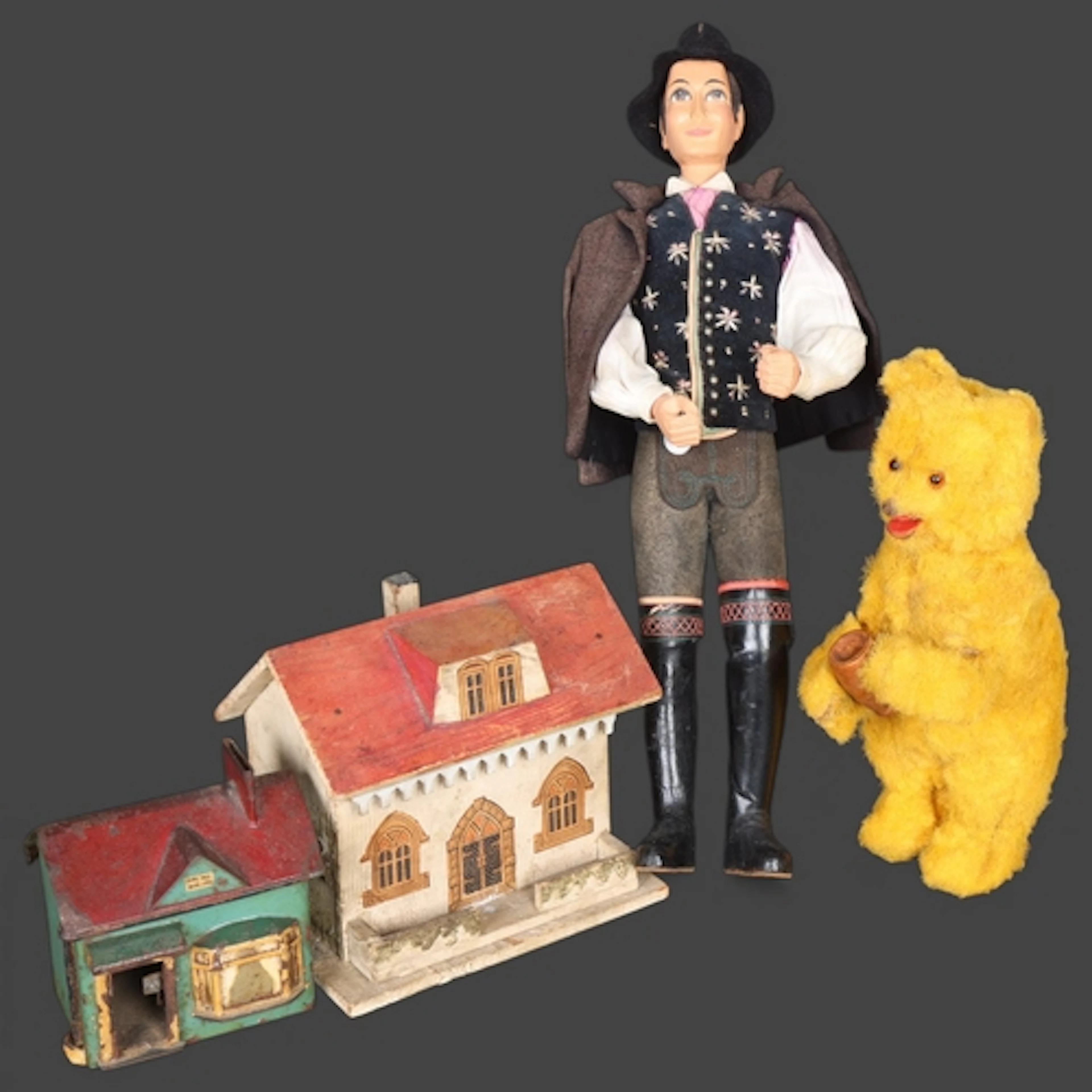 Mid-20th century clockwork toy teddy bear, height 23cm, a Ge...