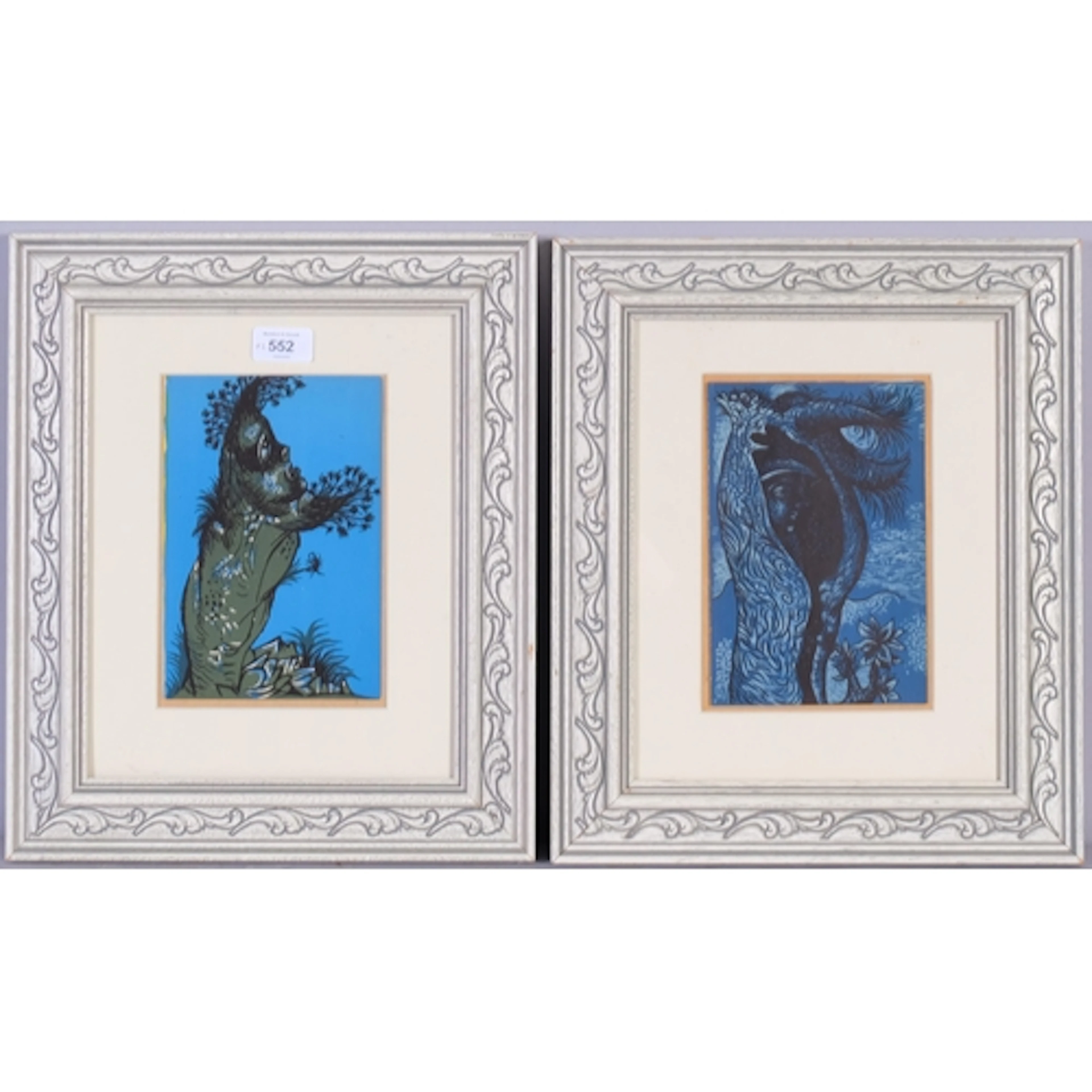 John Craxton, 2 surrealist compositions, circa 1944, lithogr...