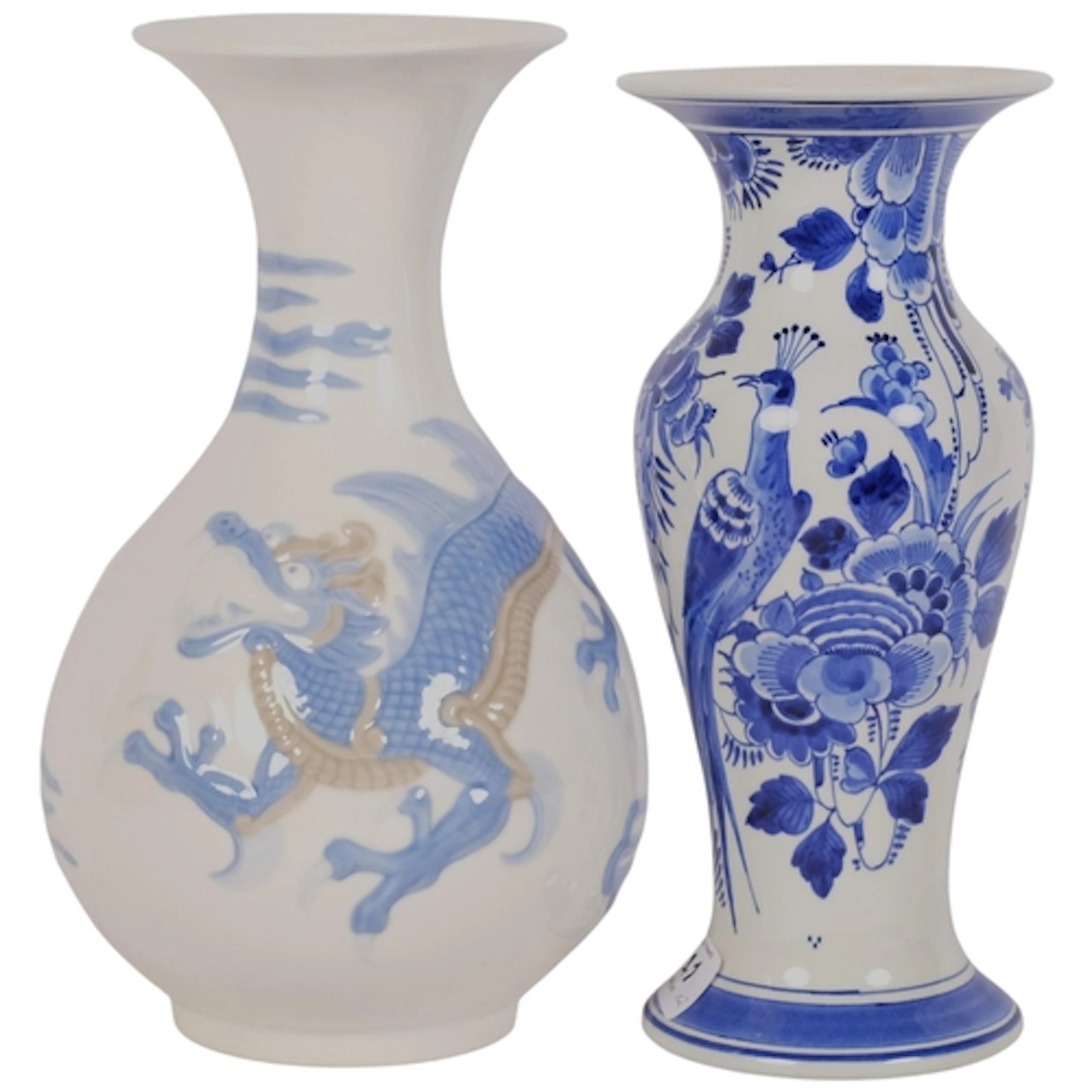 A Royal Delft blue pottery baluster vase, H24cm, and a Lladr...