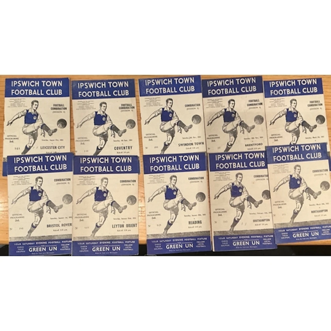 54/55 Ipswich Town Home Reserve Football Programmes: 15 x Fo...