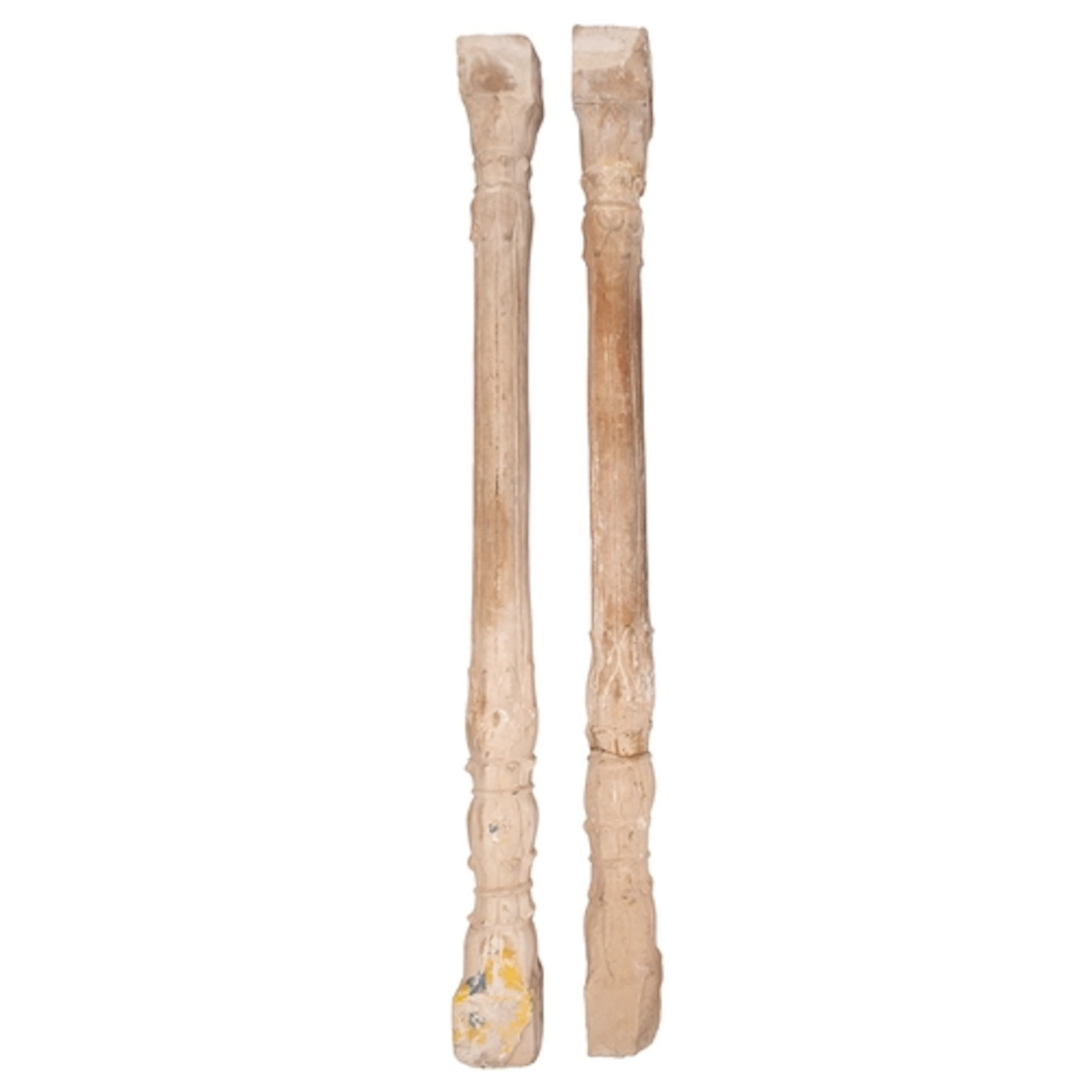 A pair of Rajasthani carved limestone architectural columnar...
