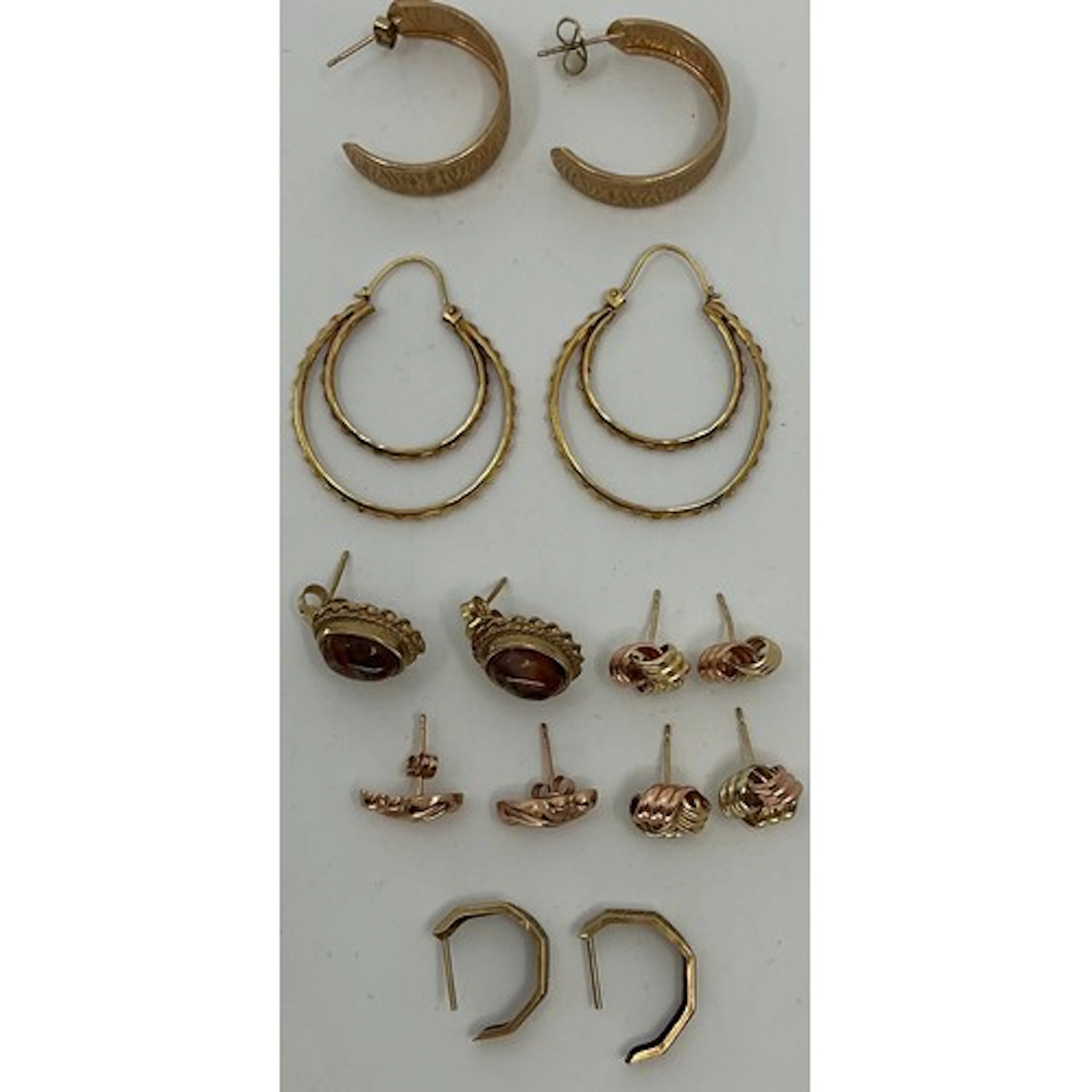 A pair of 9ct gold earrings, two other pairs 7.8g gross; fo...