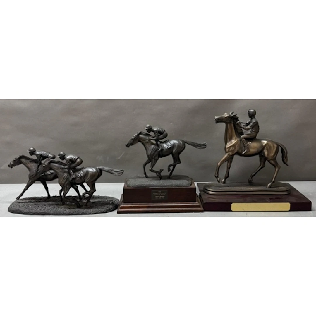 Horse racing interest. Three horse racing trophies to includ...