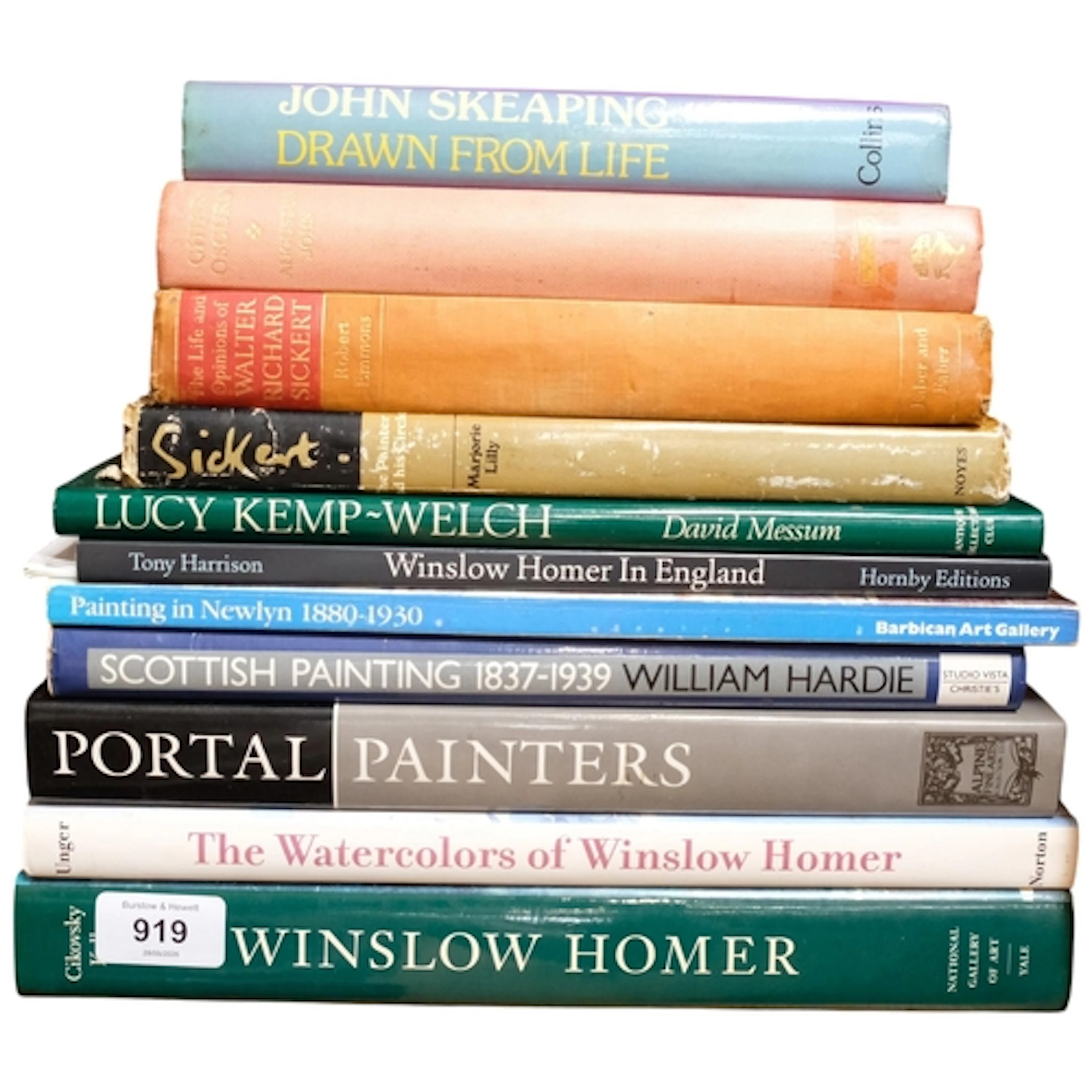 A collection of hardback art reference books, including Wins...