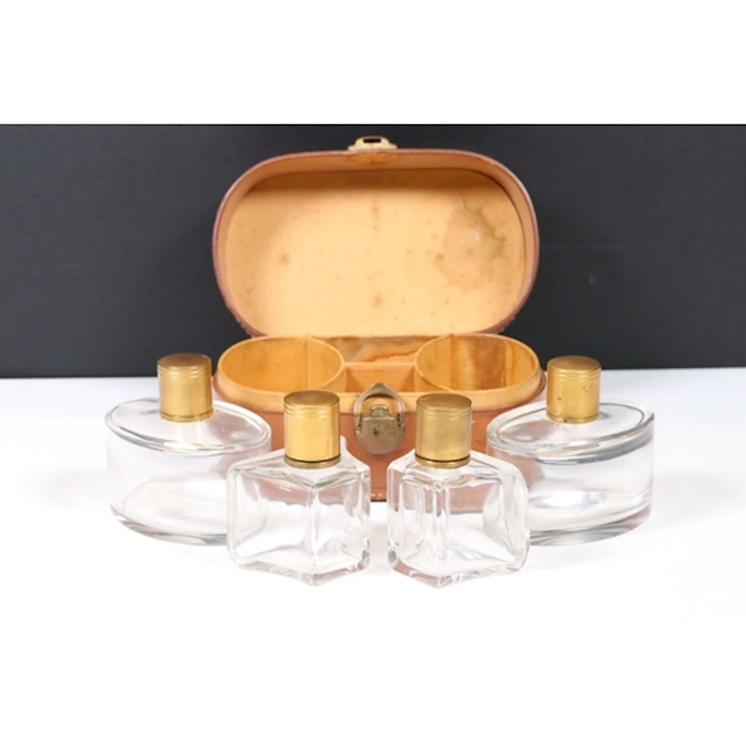 Early-Mid 20th Century French leather travel vanity case, wi...