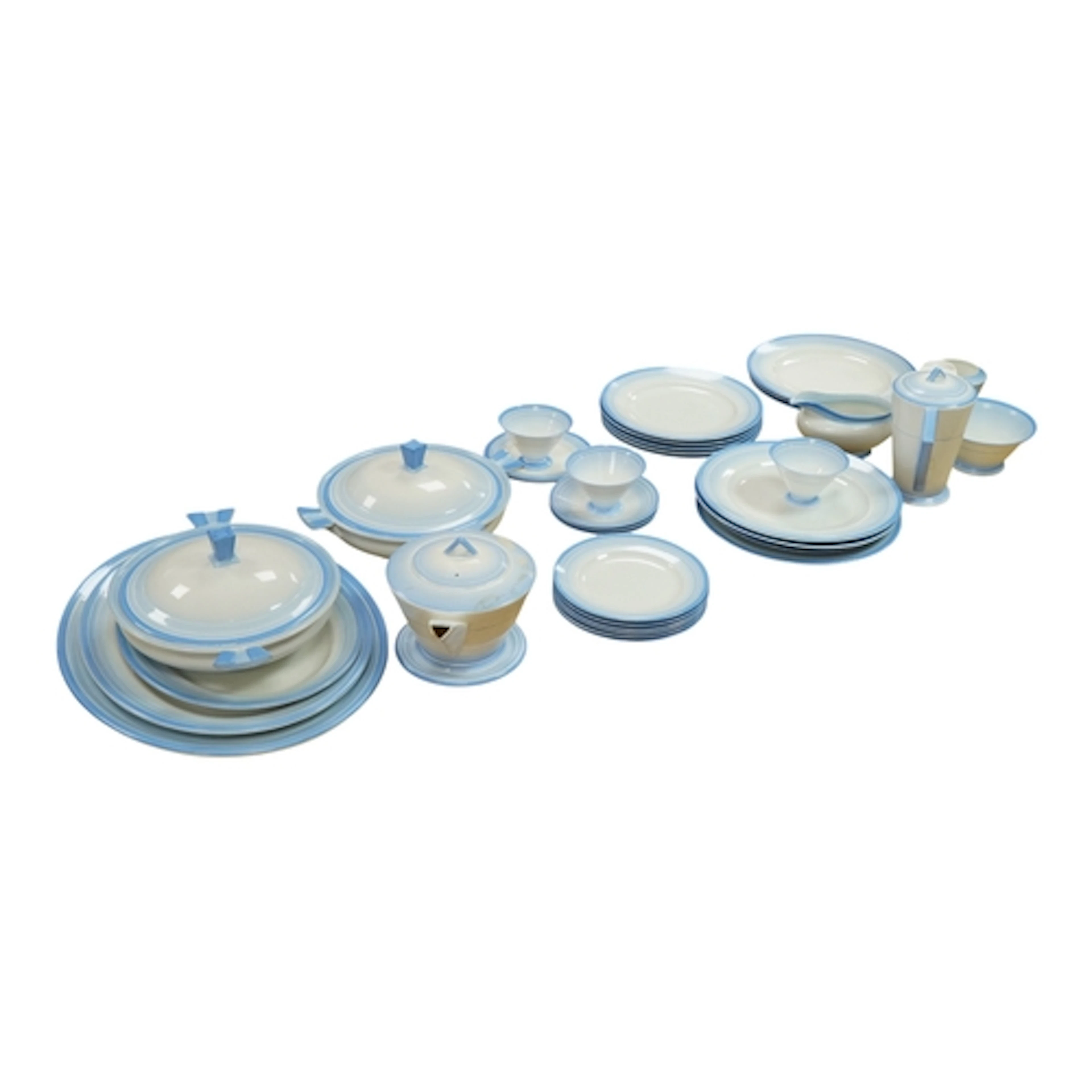 An Art Deco Shelley porcelain thirty seven piece Eve pattern...