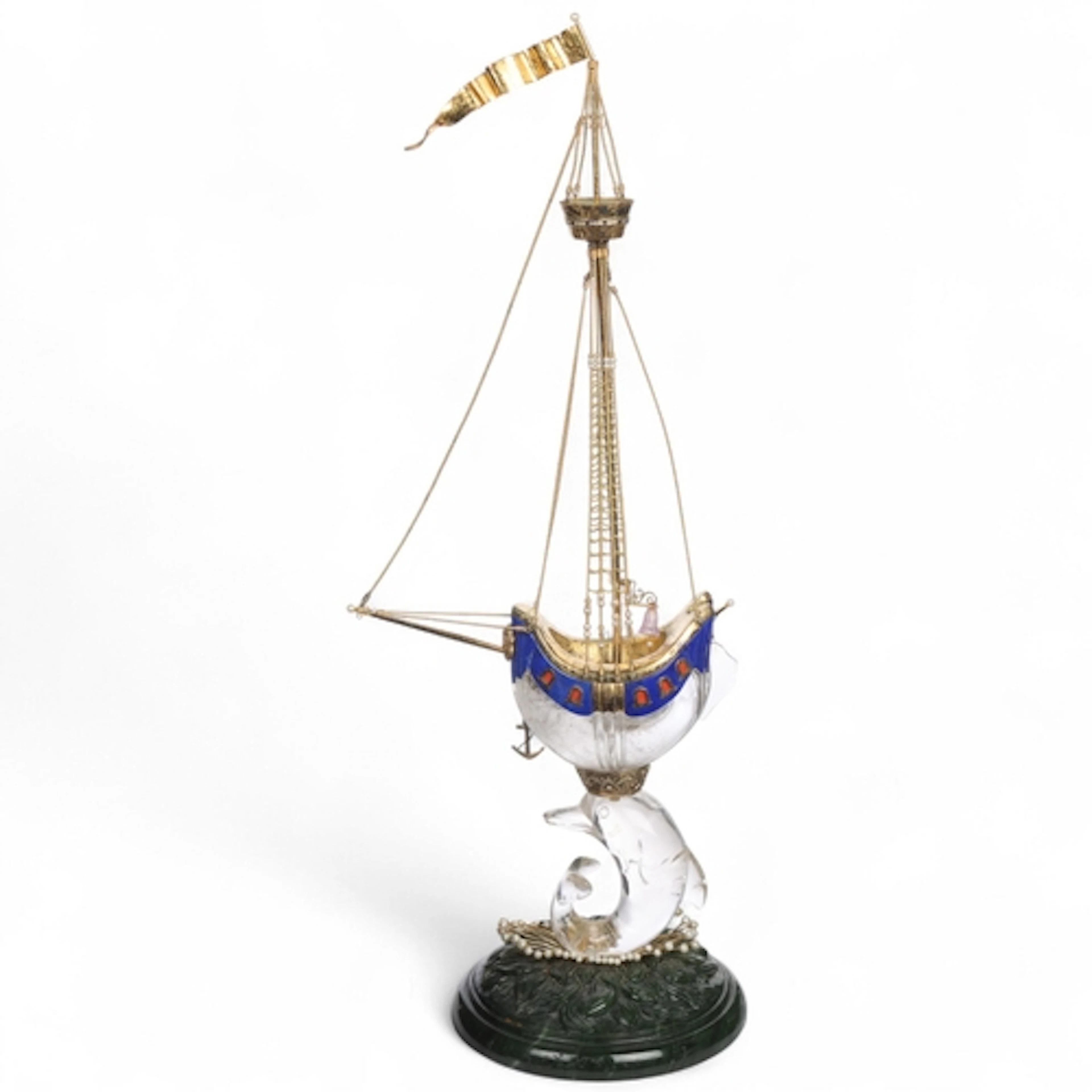 An Austrian carved rock crystal and gilt-metal mounted ornam...