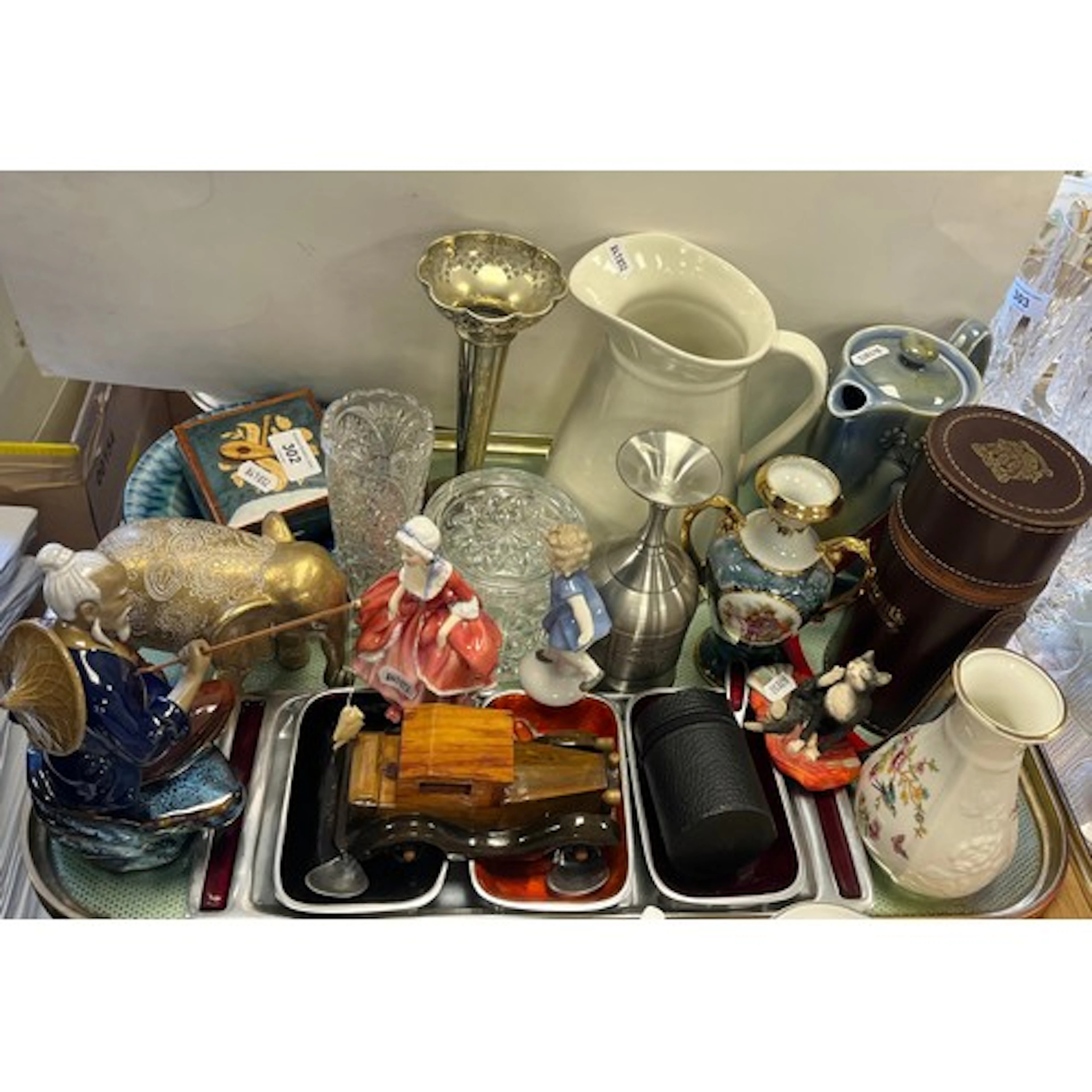 Royal Doulton figure, decorative jugs, model car, cut glass ...