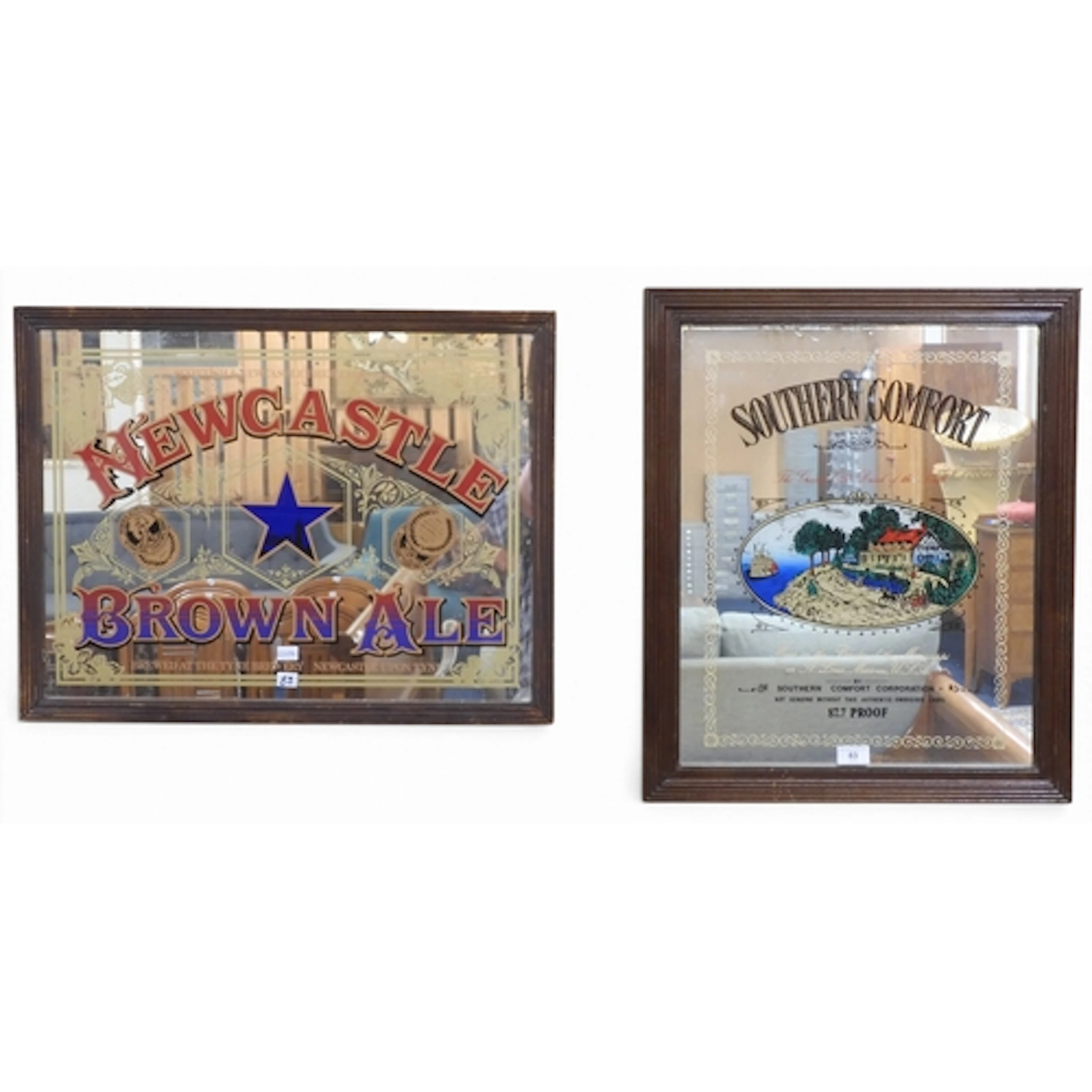 A 20th century reproduction "Newcastle Brown Ale" pub mirror...