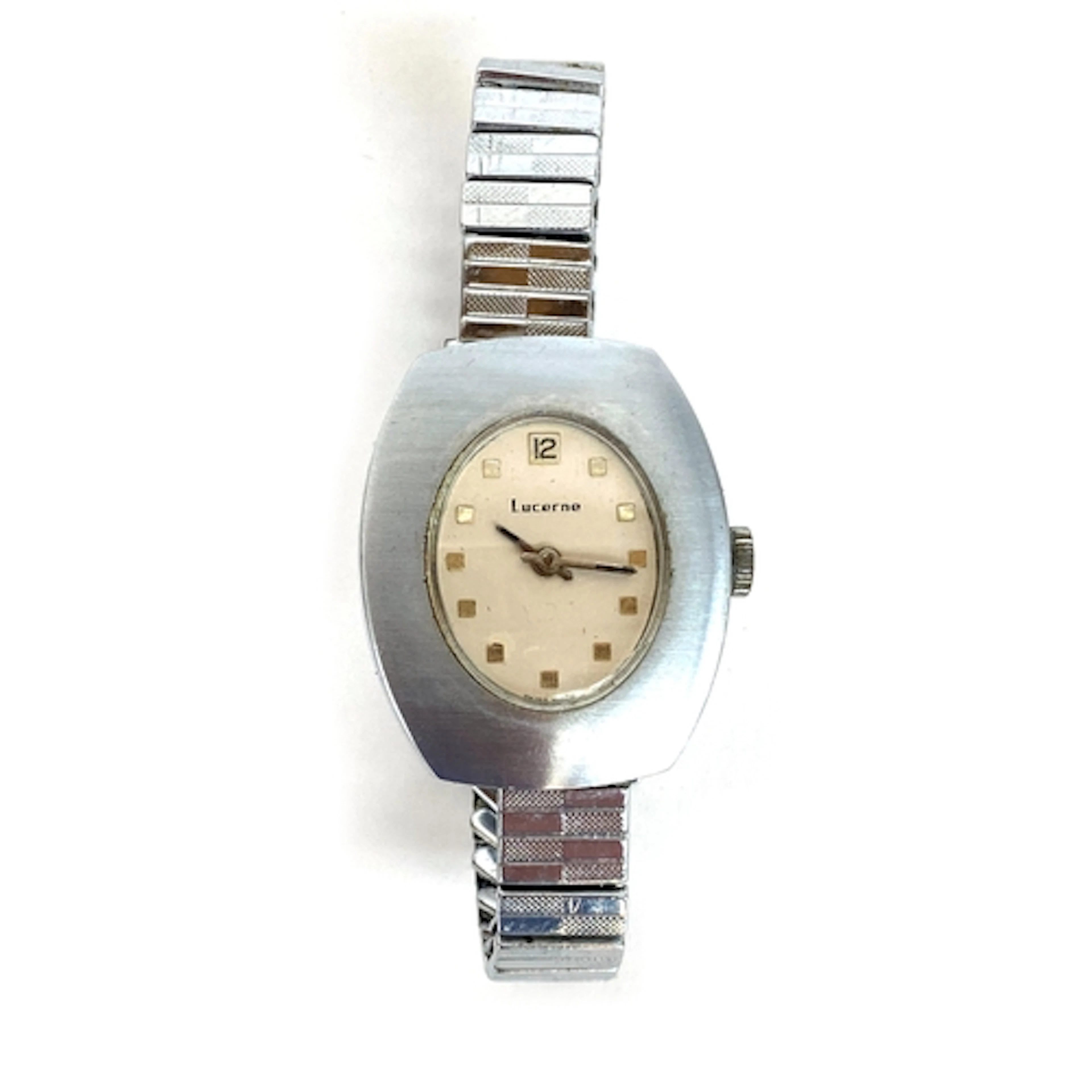 A vintage Lucerne stainless steel Swiss watch
