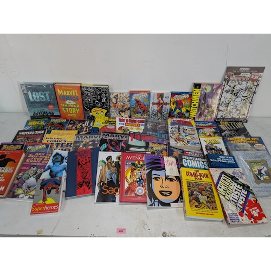 A large collection of comic book reference, literature, grap...