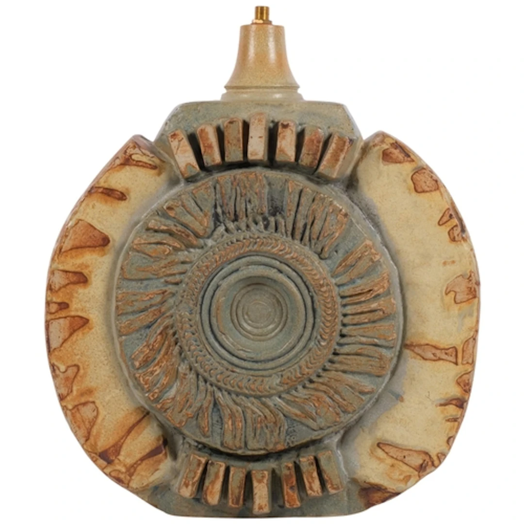 Bernard Rook Art pottery brutalist design table lamp, with e...