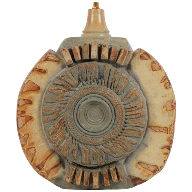 Bernard Rook Art pottery brutalist design table lamp, with e...