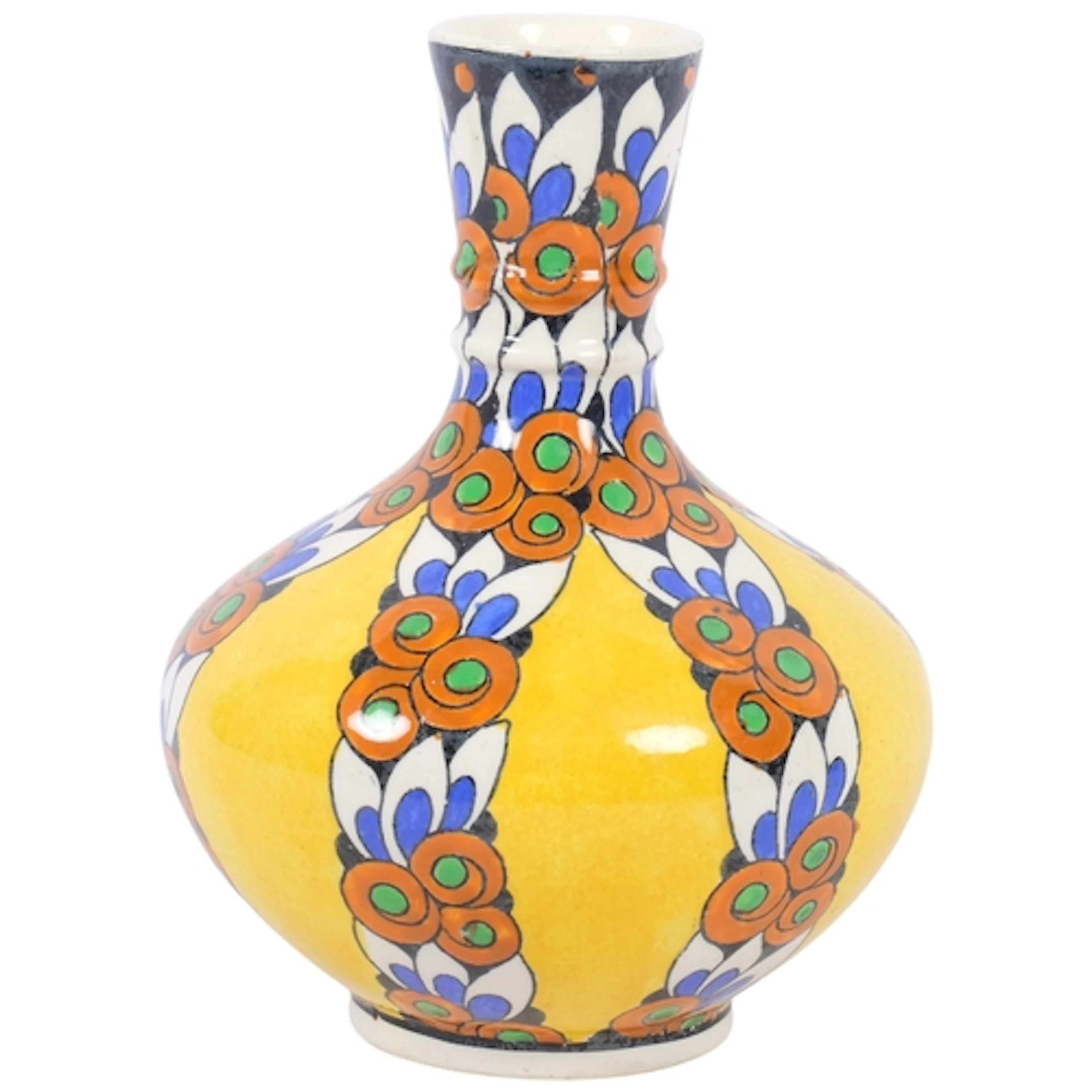 Charles Catteau for Boch Freres, yellow ground ceramic vase ...