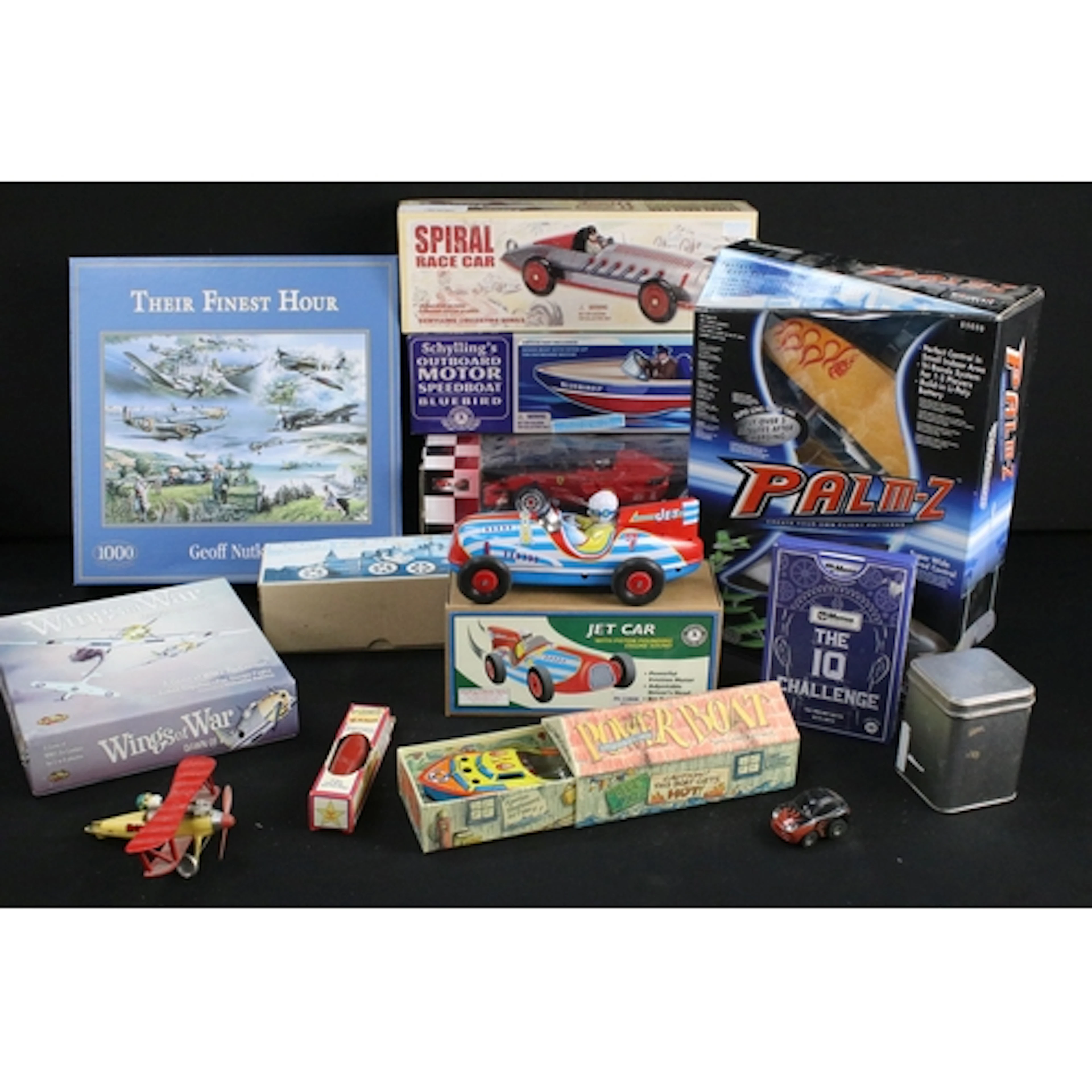 Collection of mixed toys to include boxed Schylling Jet Car,...