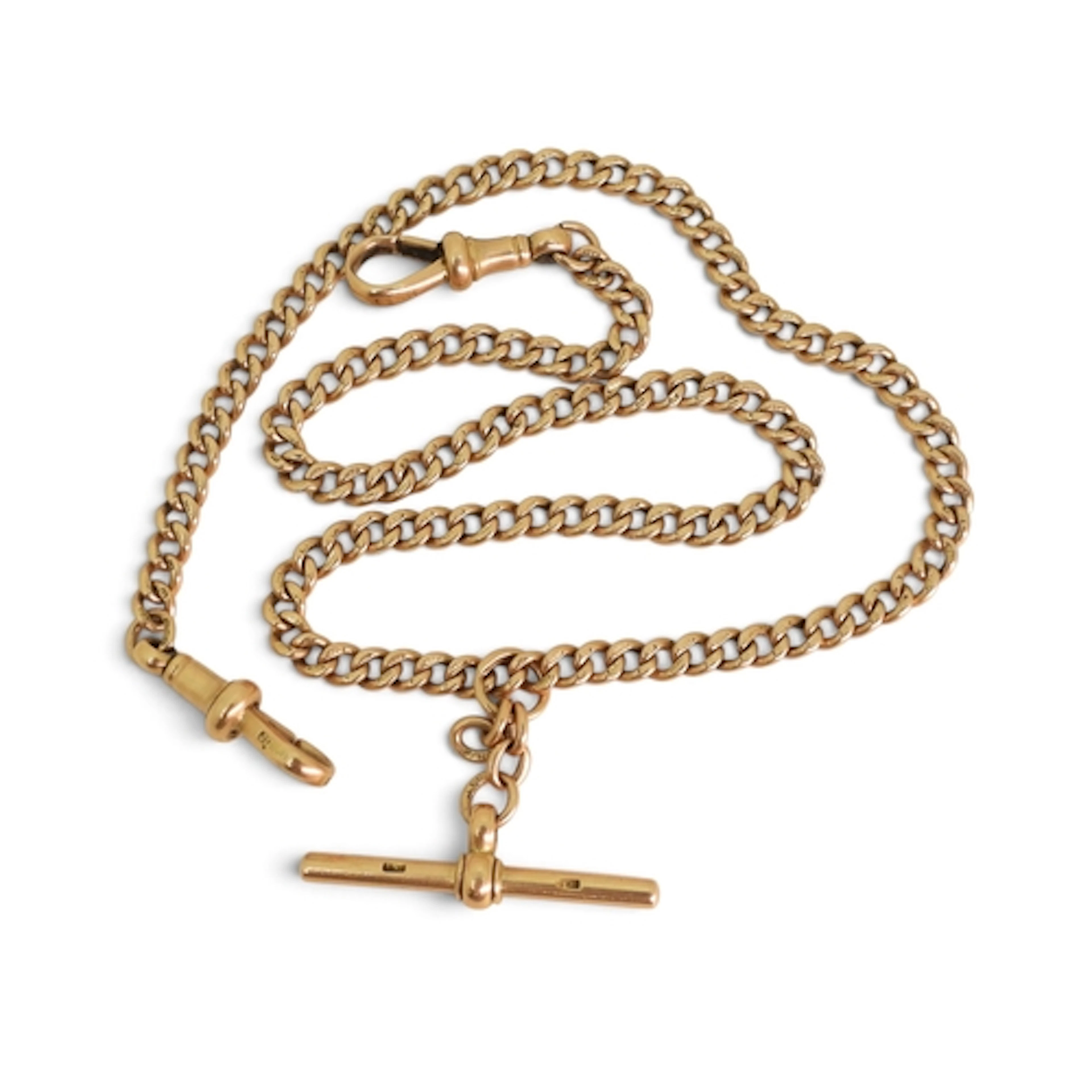 A 15CT GOLD FOB CHAIN hallmarked 15 .625 to every link, the ...