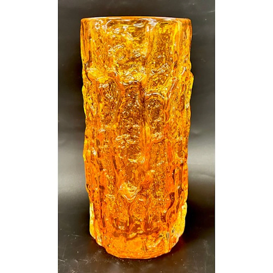 Geoffrey Baxter for Whitefriars; a textured glass Tangerine ...